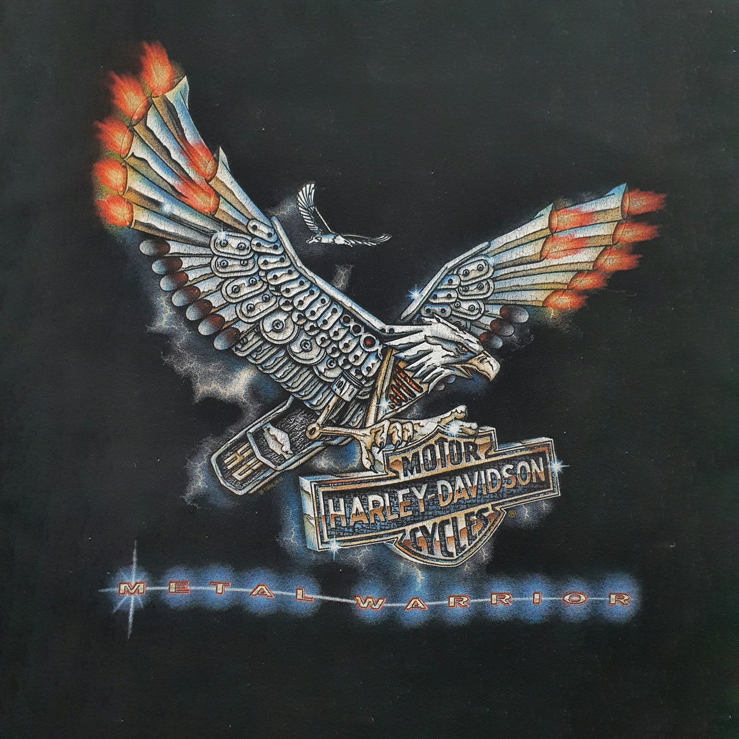 Mens Black Harley Davidson Vintage 90s Quarter Zip T Shirt