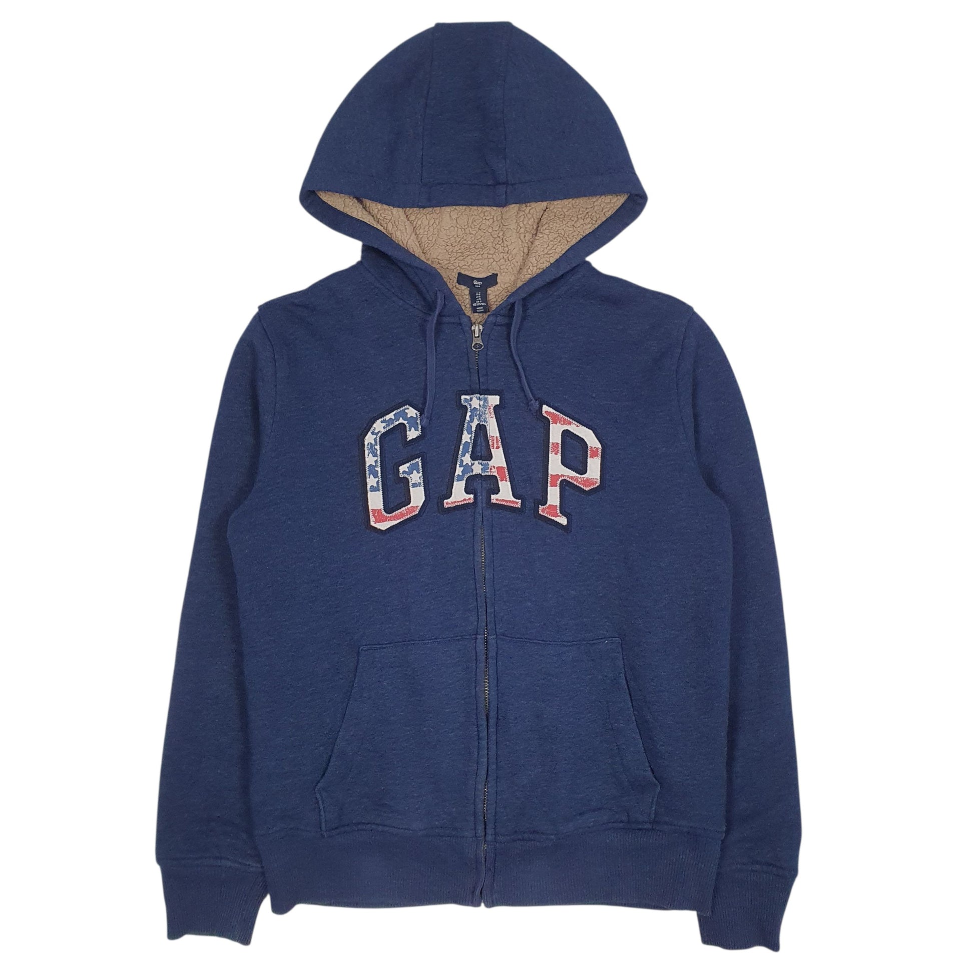 Mens Blue Gap Spellout Sherpa Linee Full Zip Jumper