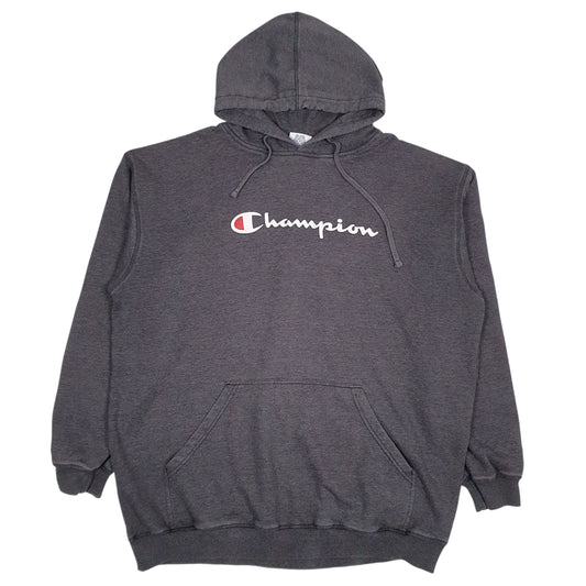 Mens Grey Champion Spellout Hoodie Jumper