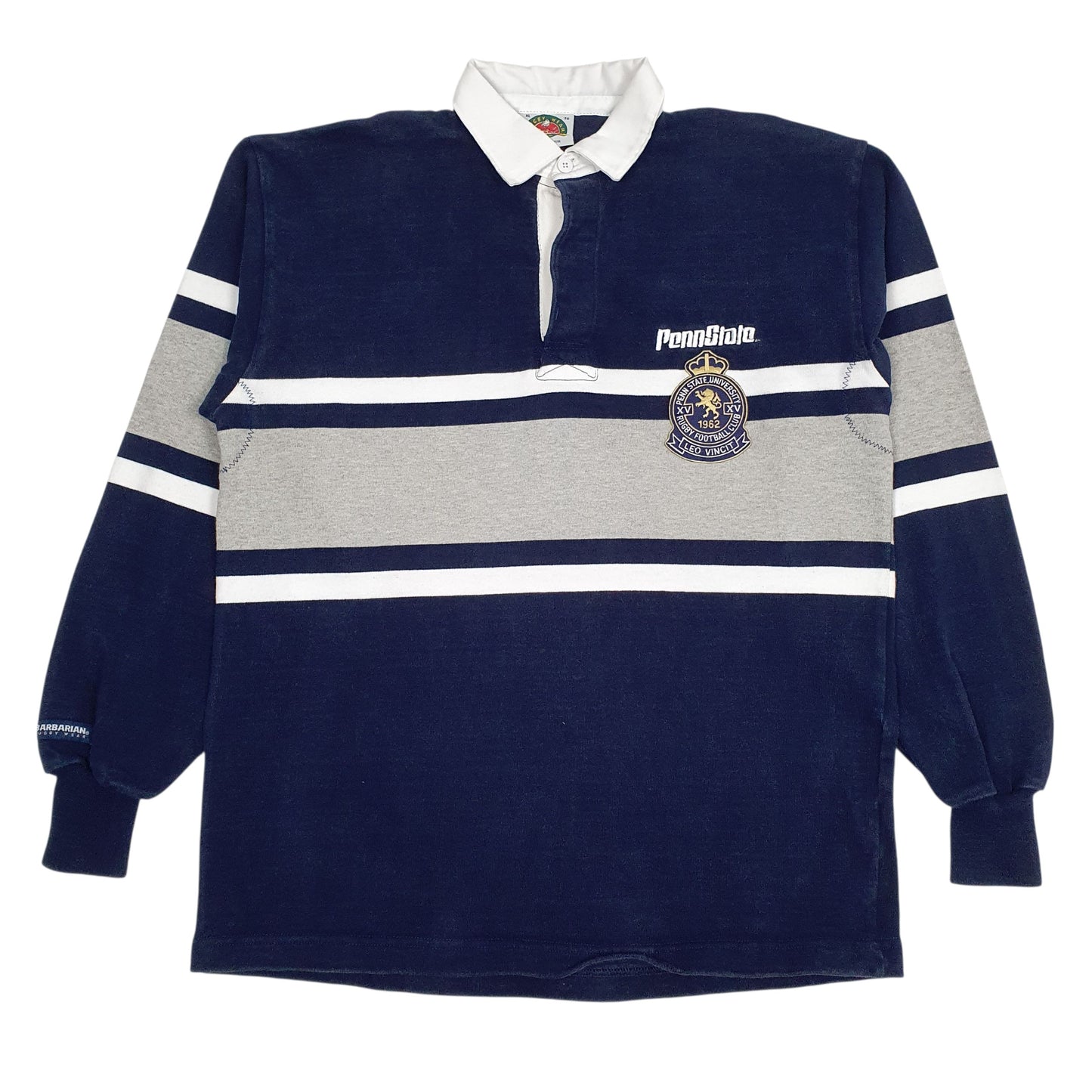 Mens Navy Barbarian Penn State University Long Sleeve Polo Shirt