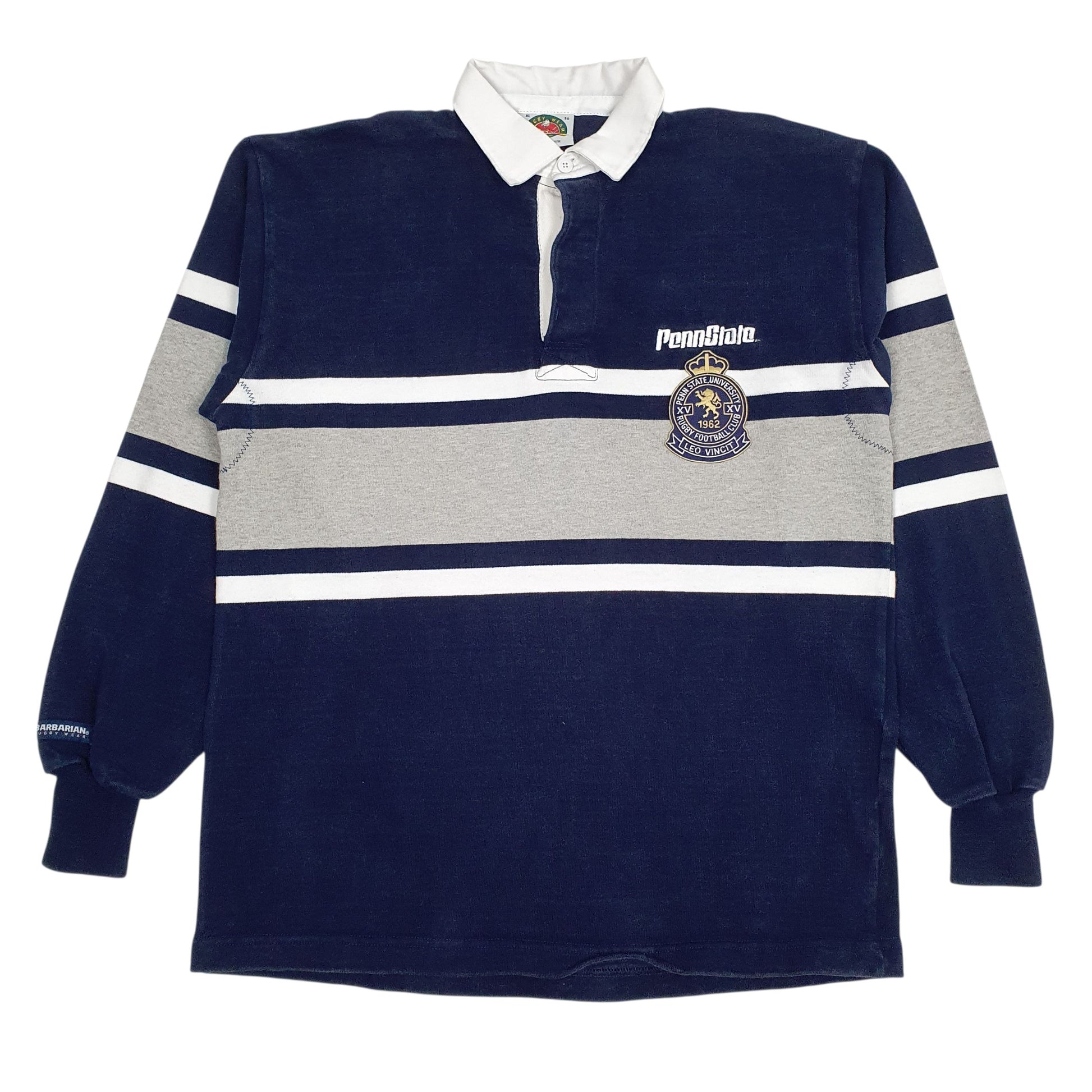 Mens Navy Barbarian Penn State University Long Sleeve Polo Shirt