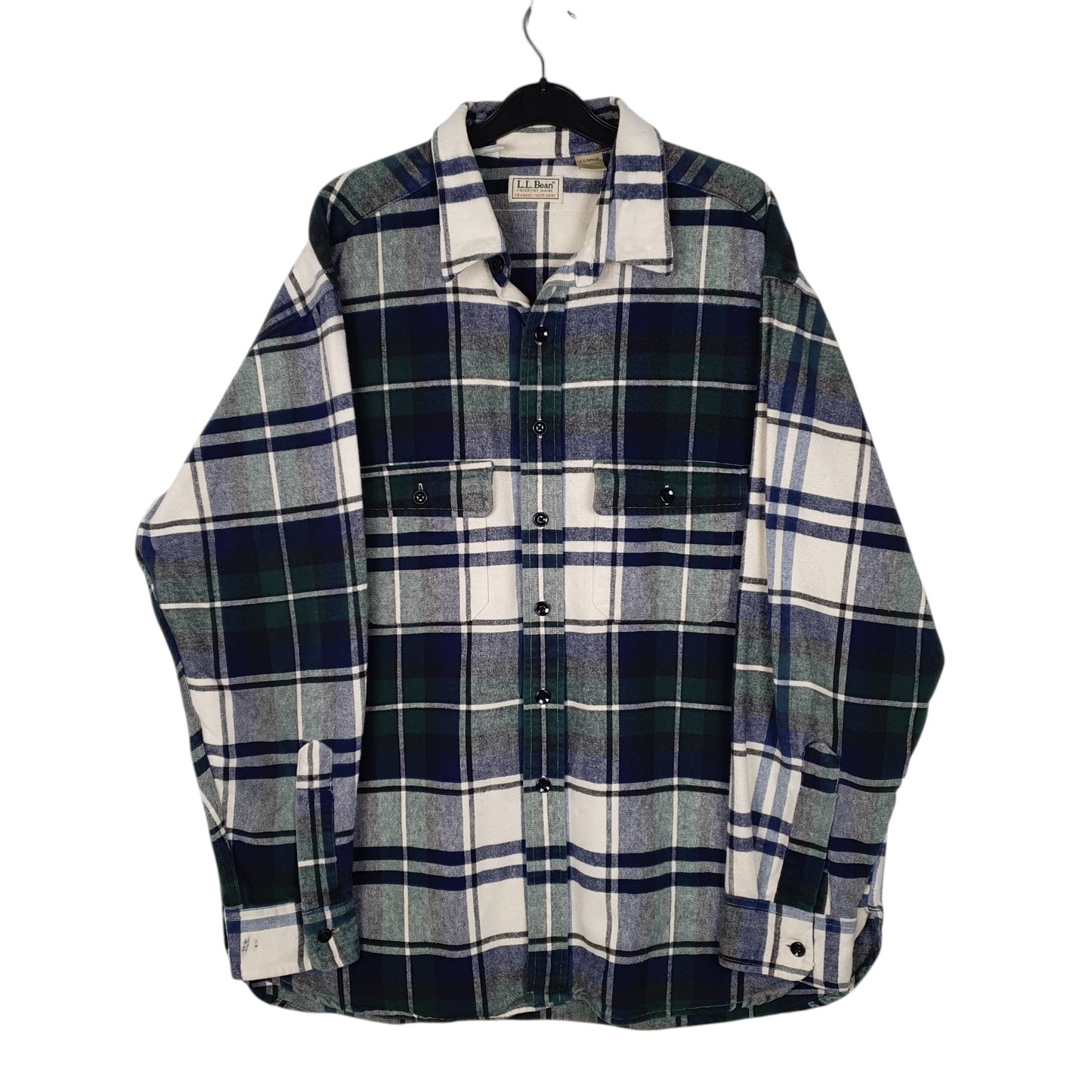 Mens Blue L.L.Bean Vintage 90s Made In USA Chamois Long Sleeve Shirt