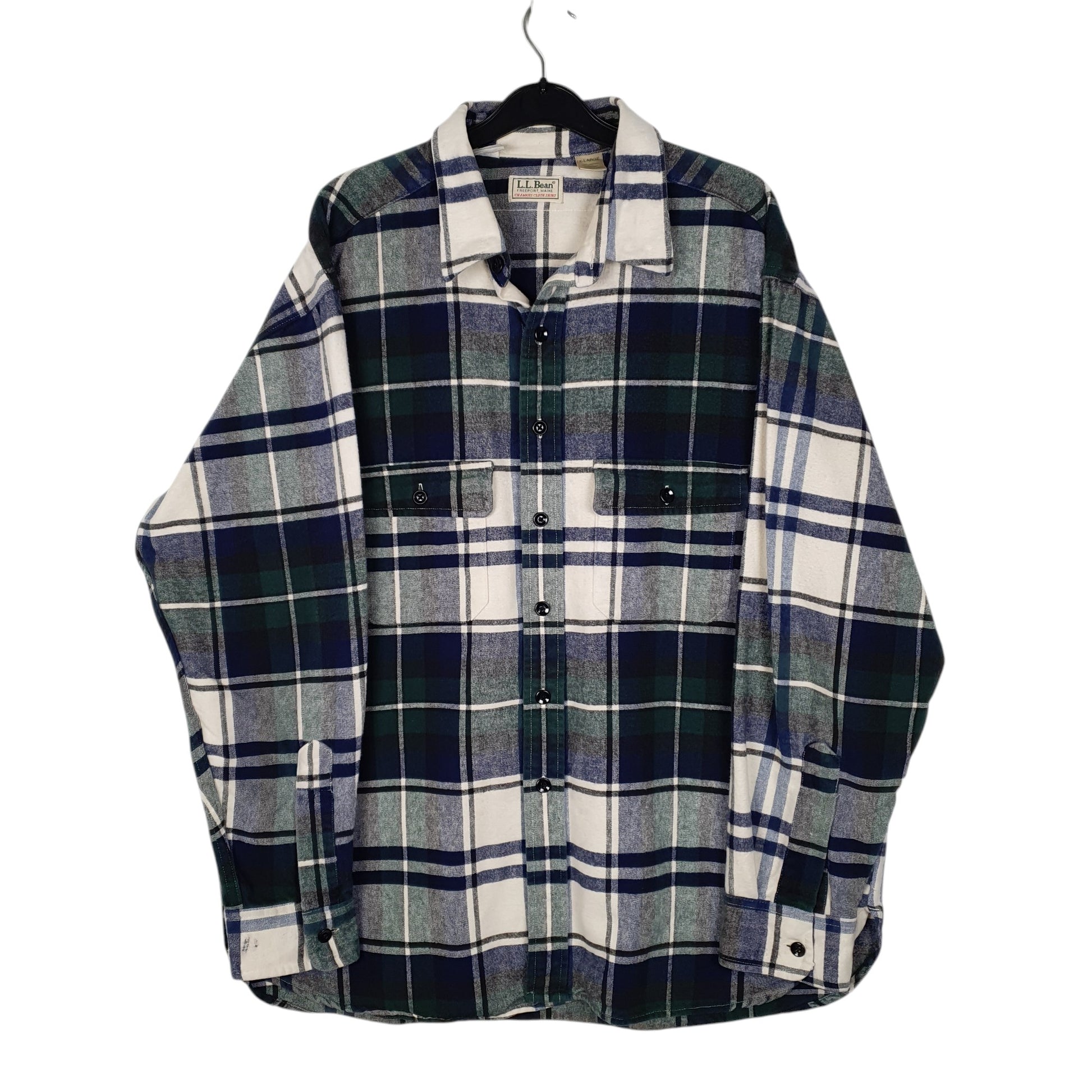 Mens Blue L.L.Bean Vintage 90s Made In USA Chamois Long Sleeve Shirt