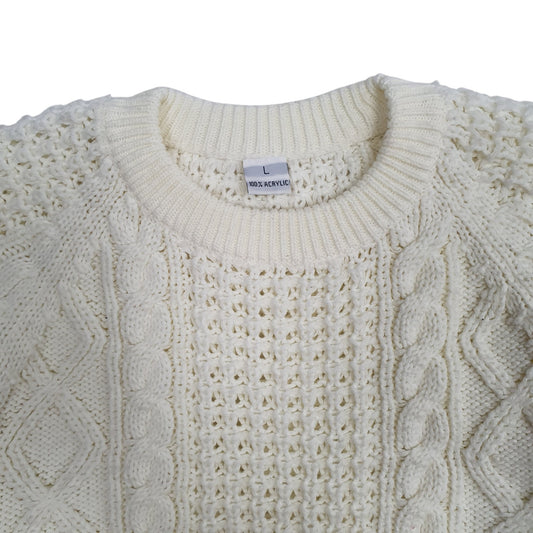 Womens Cream Unbranded Chunky Knit Crewneck Jumper