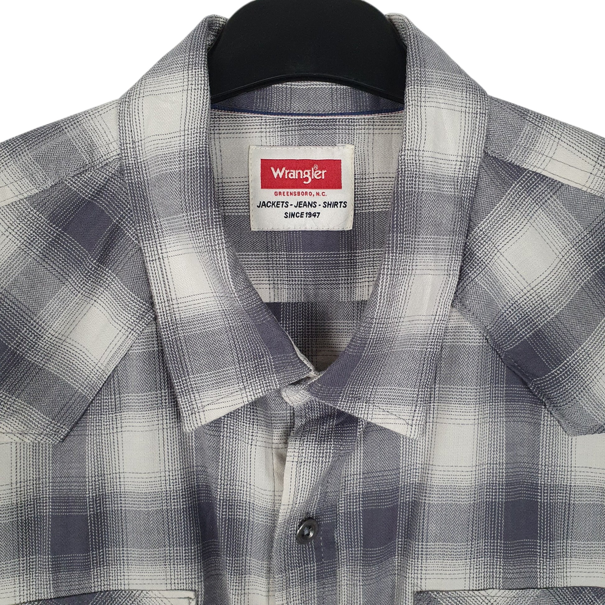 Mens Grey Wrangler Western Pearl Snap  Shirt