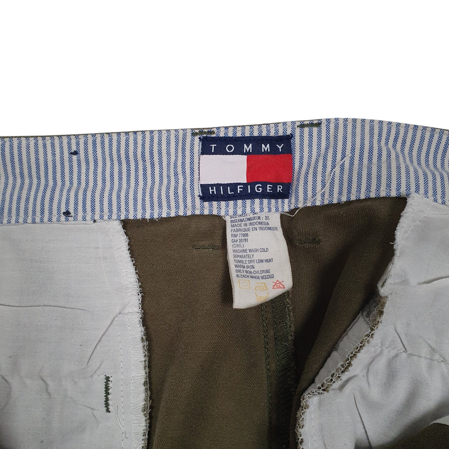 Mens Green Tommy Hilfiger Vintage 00s Double Pleated Full Zip Trousers