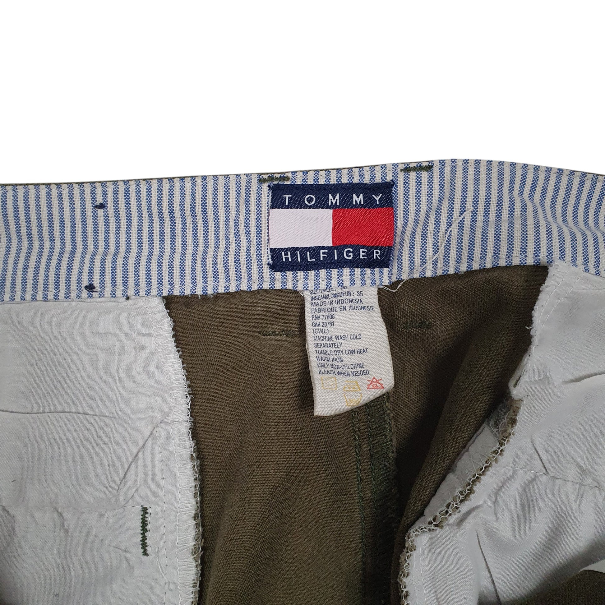 Mens Green Tommy Hilfiger Vintage 00s Double Pleated Full Zip Trousers