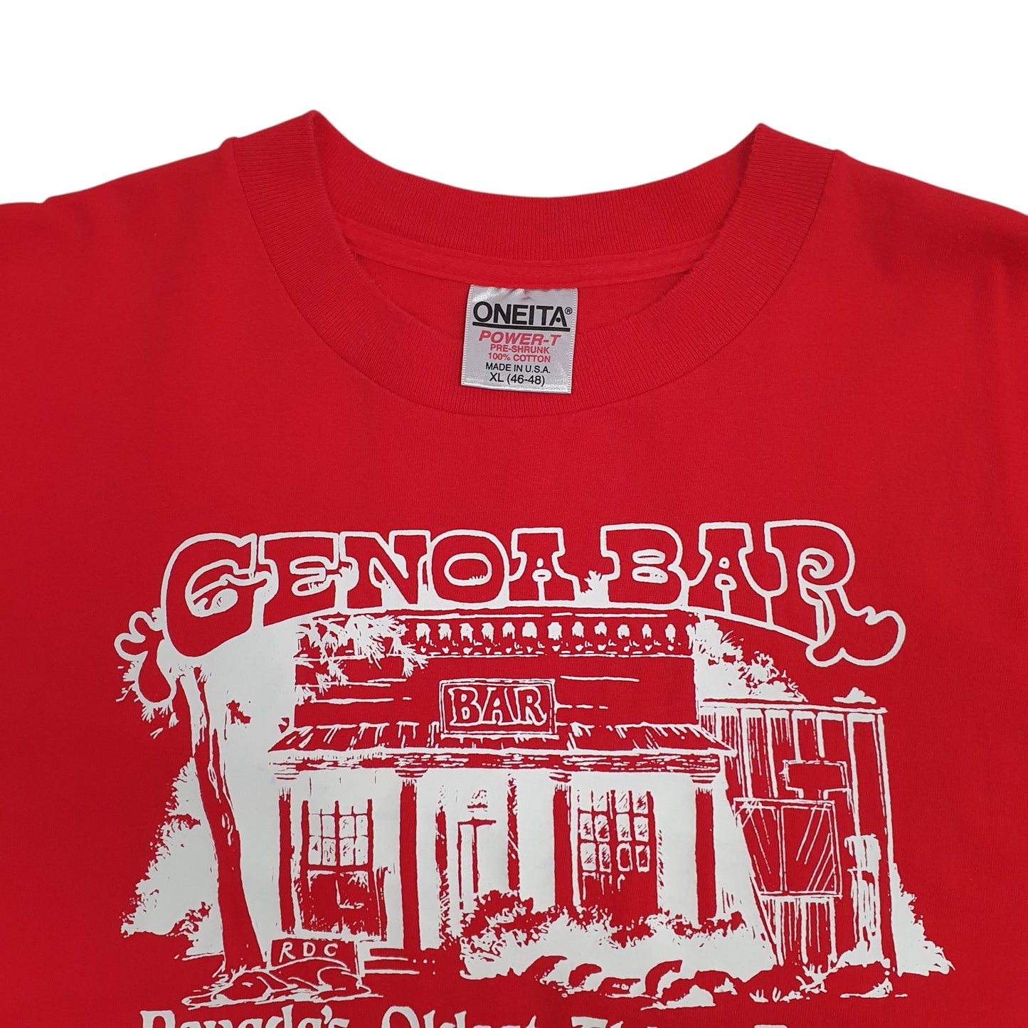 Mens Red Oneita Single Stitch Vintage 90s  T Shirt