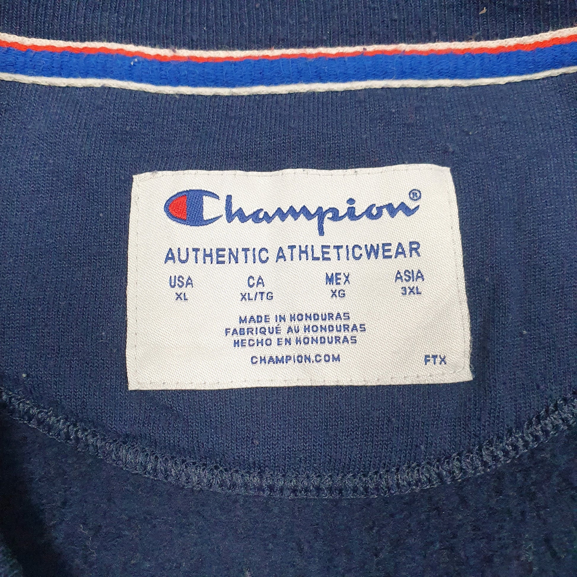 Mens Navy Champion Spellout Crewneck Jumper
