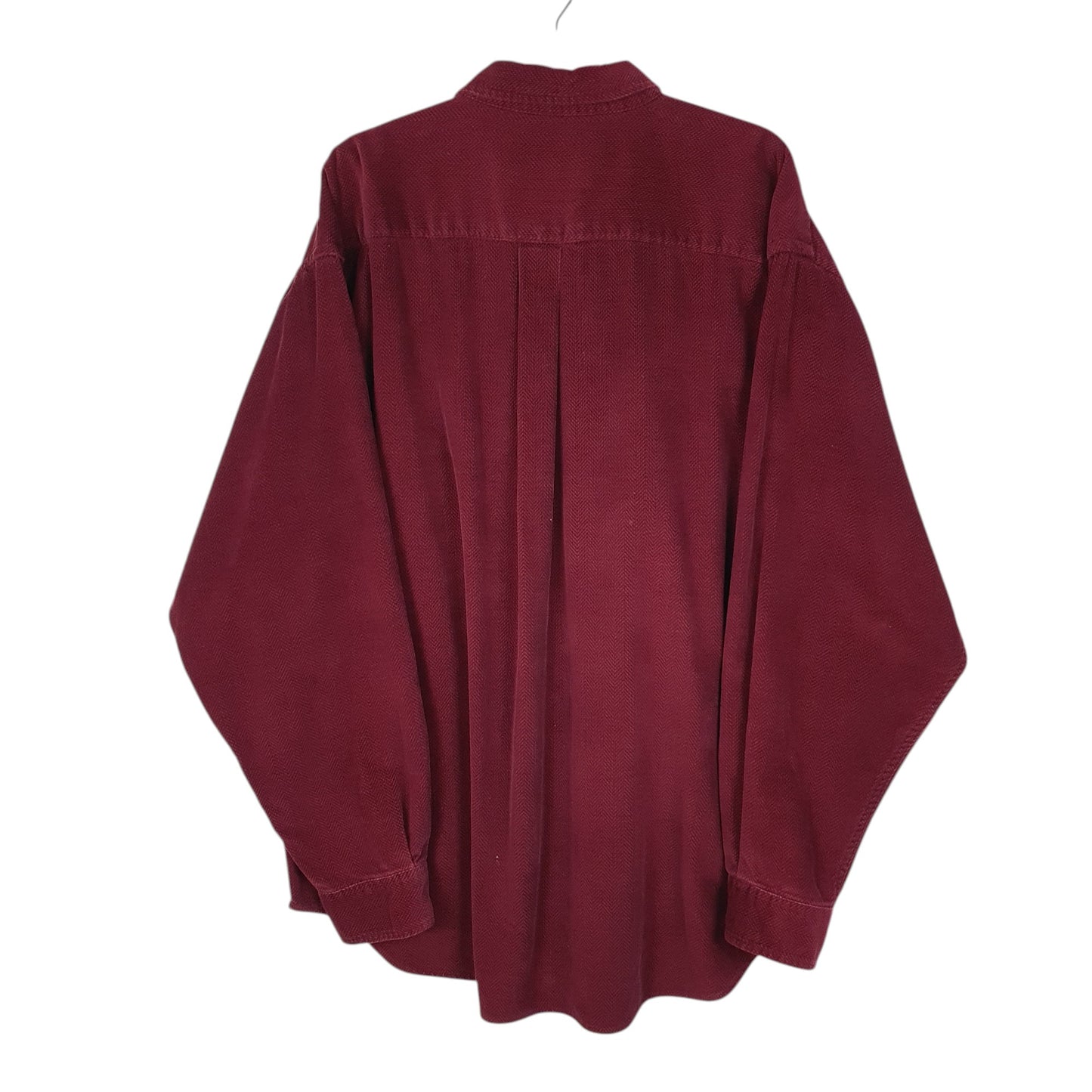 Mens Burgundy Eddie Bauer Herringbone Corduroy  Shirt