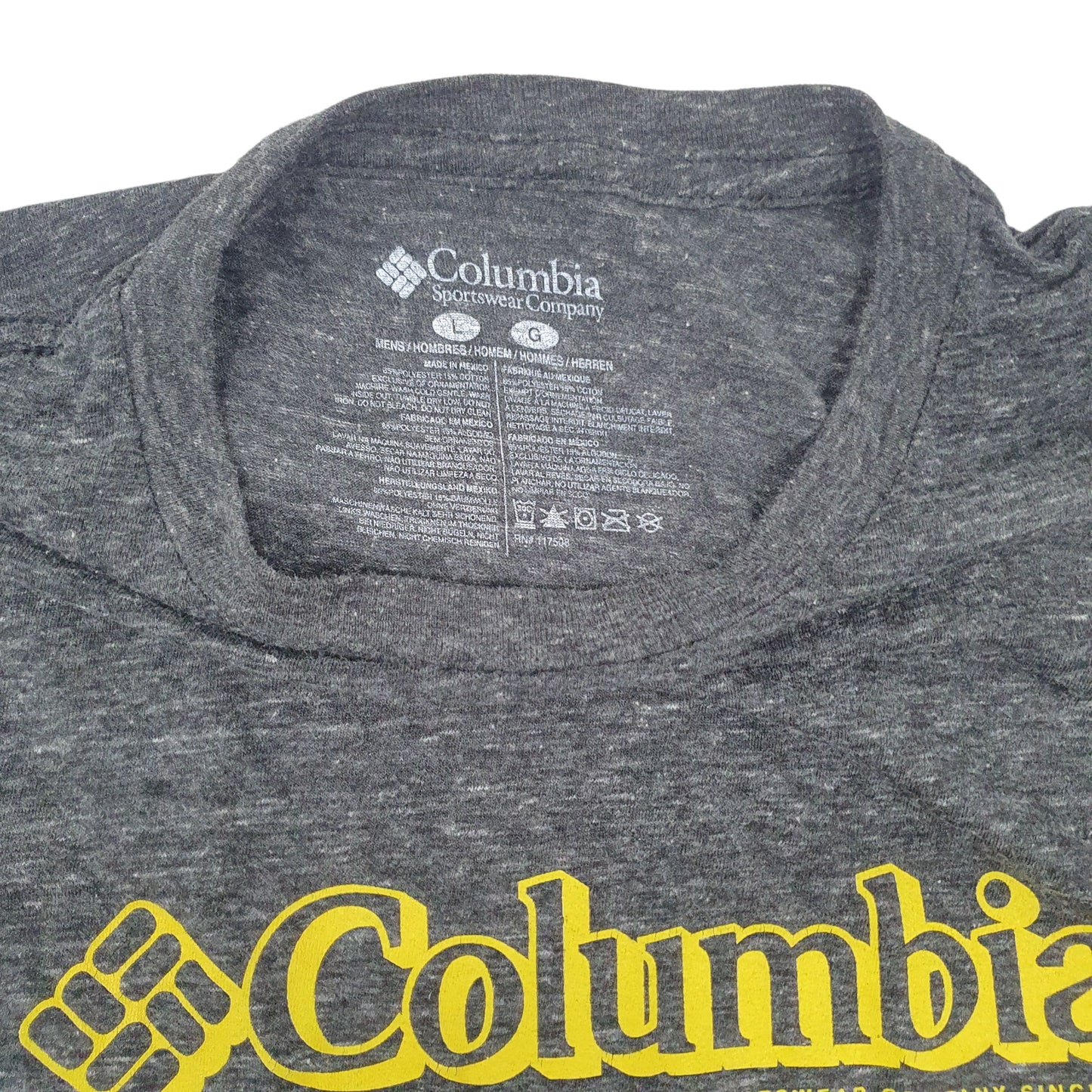 Mens Grey Columbia Sportswear Company Spellout  T Shirt