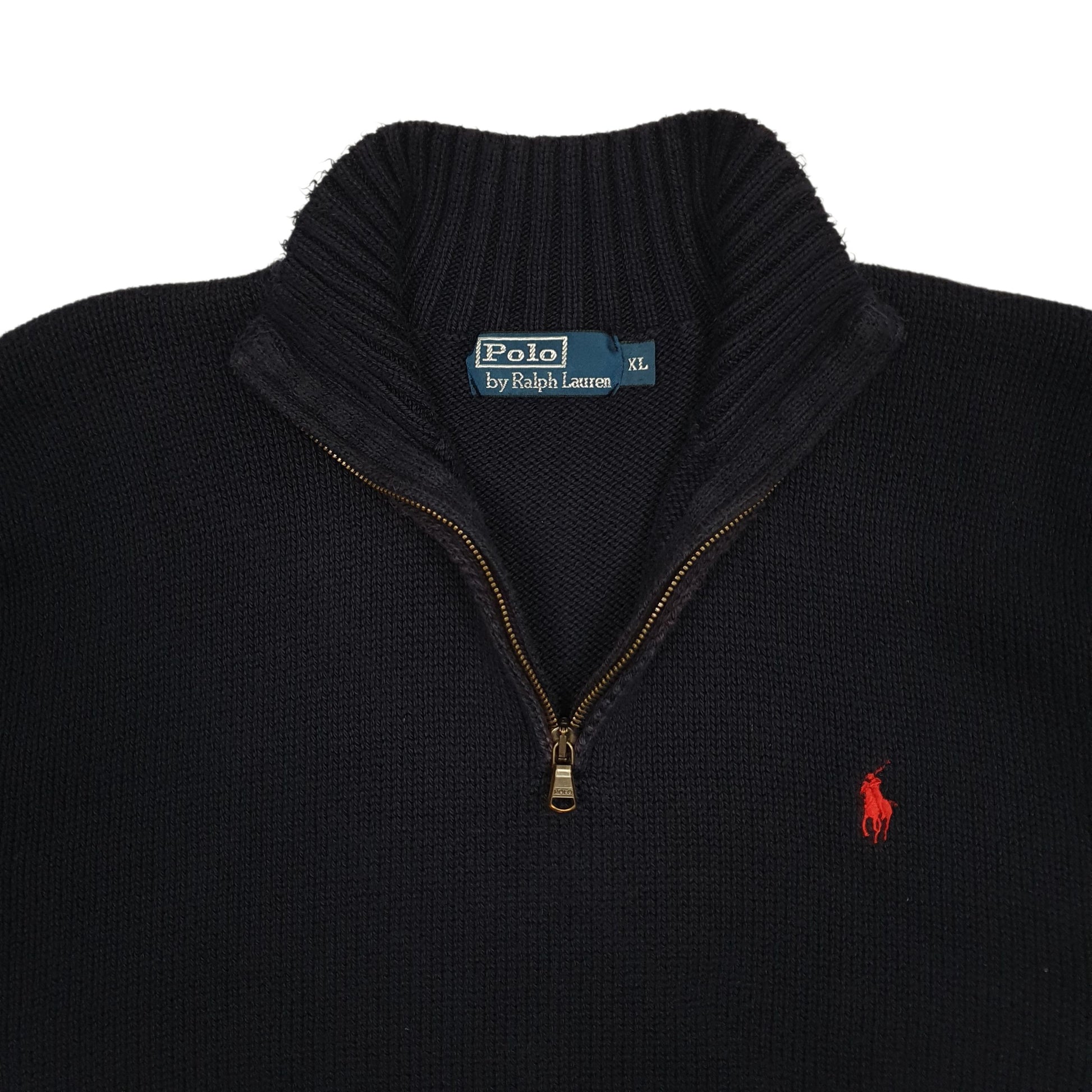 Mens Navy Polo Ralph Lauren Knit Quarter Zip Jumper