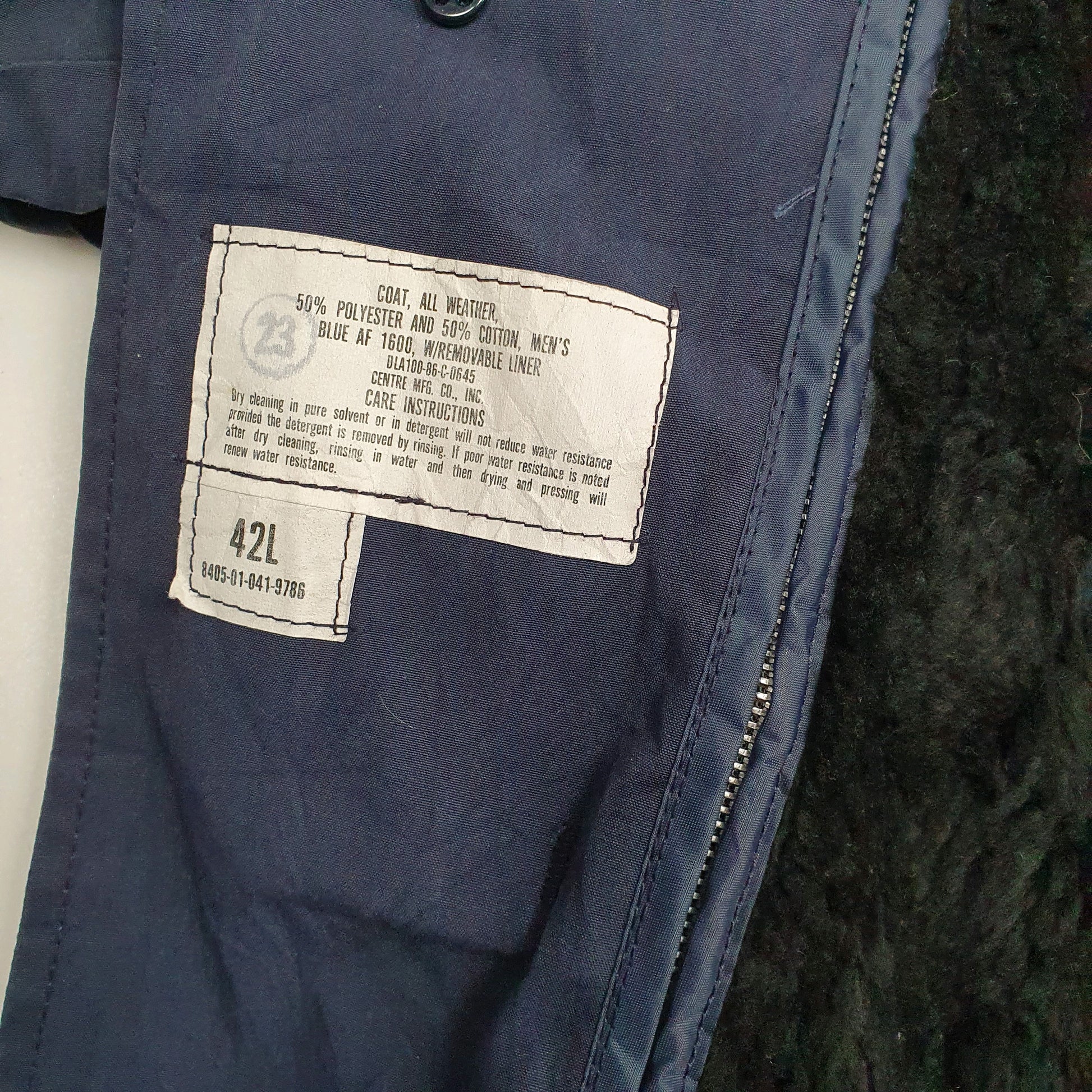 Mens Navy US Military Vintage 1980s All Weather Trench  Coat