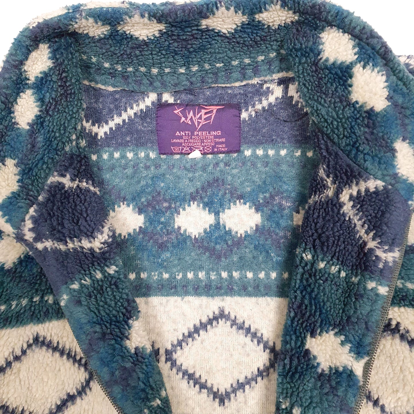 Mens Blue Sunset Vintage 00s Funky Full Zip Jumper