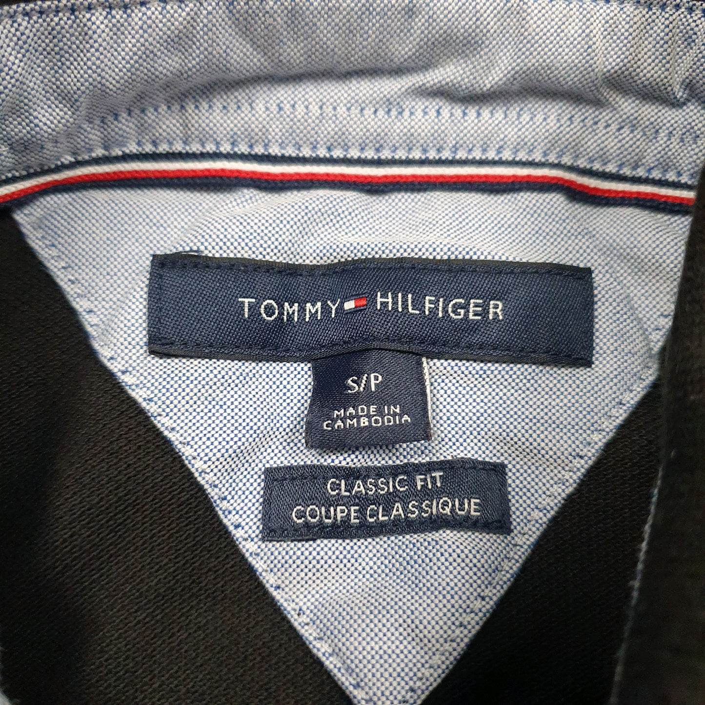 Mens Black Tommy Hilfiger  Hoodie Polo Shirt