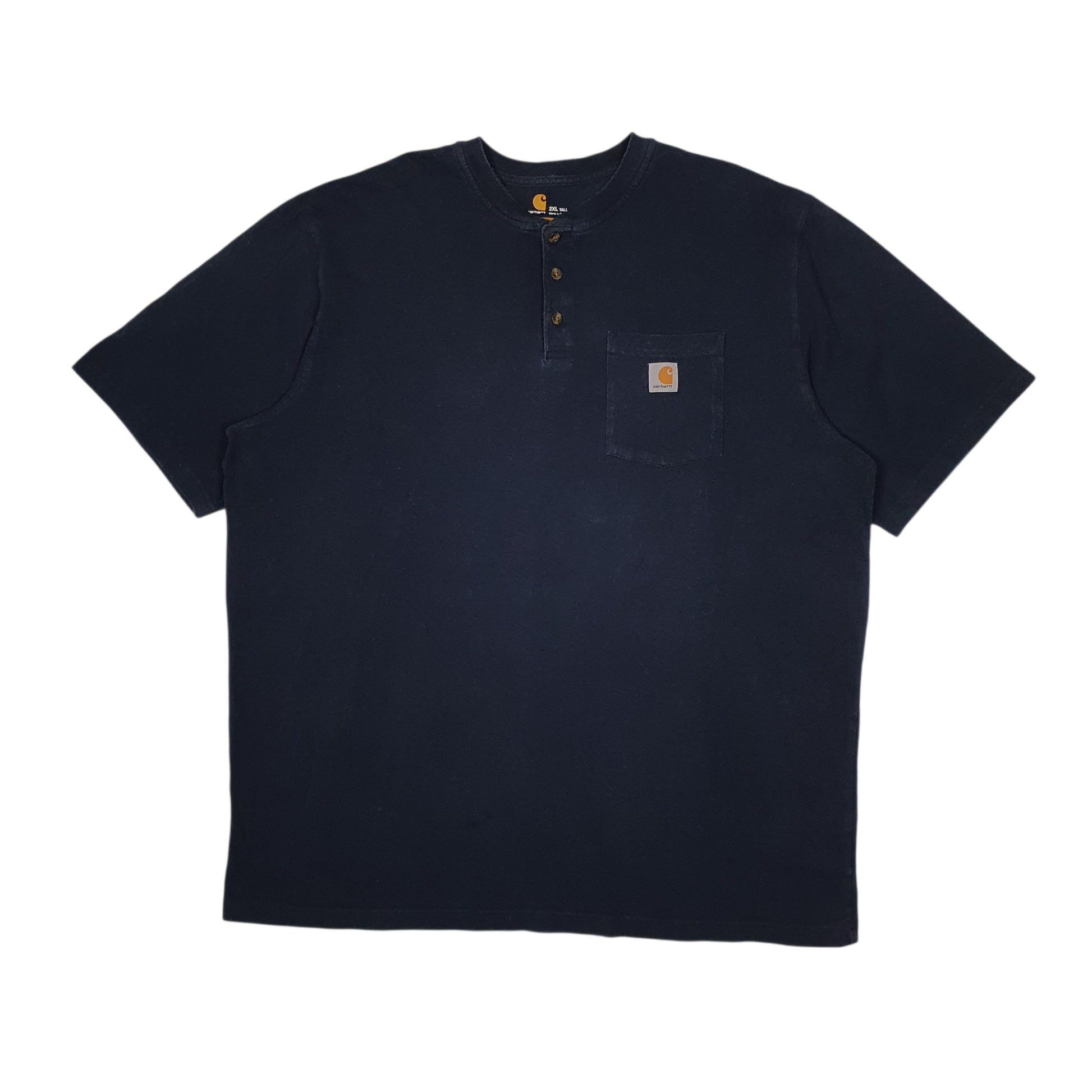 Mens Navy Carhartt Henley Short Sleeve T Shirt