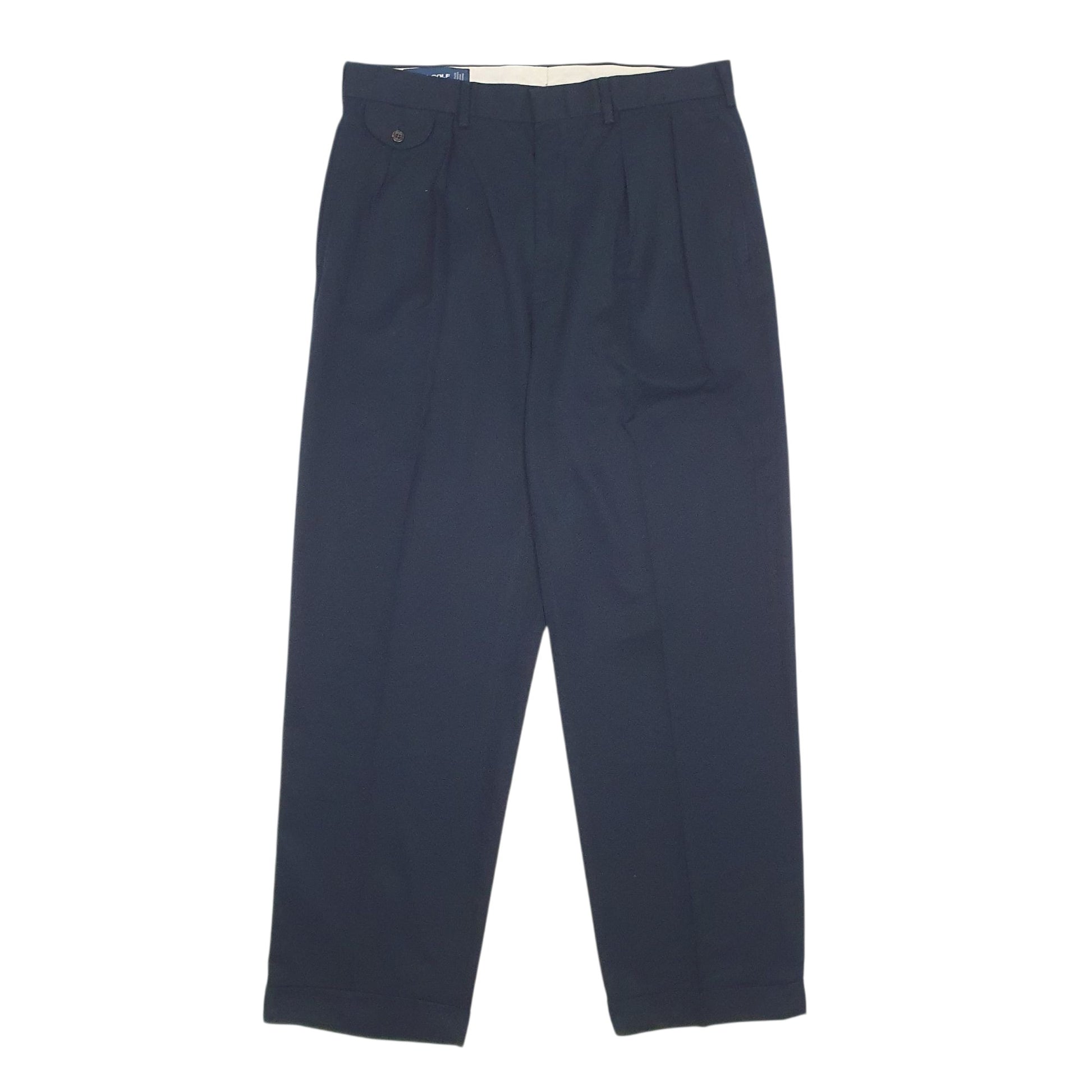 Mens Black Polo Ralph Lauren Golf Pleated Vintage 90s Chino Trousers