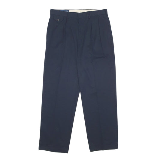 Mens Black Polo Ralph Lauren Golf Pleated Vintage 90s Chino Trousers