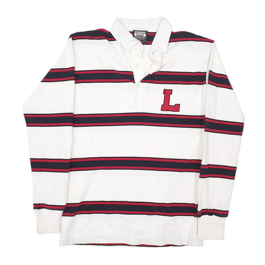 Mens White Barbarian Rugby Lightweight Long Sleeve Polo Shirt