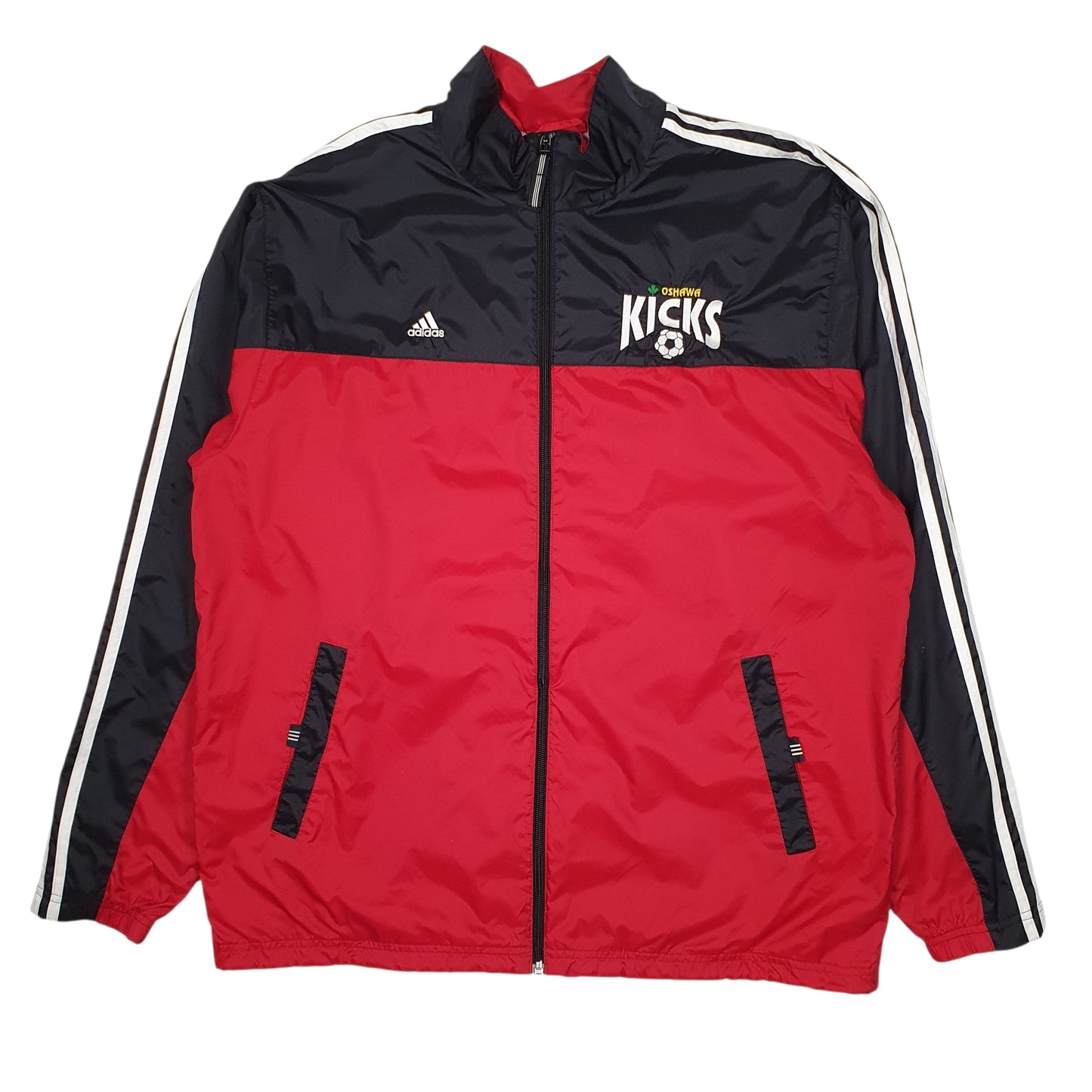 Mens Red Adidas Oshawa Kicks Vintage 2000s Full Zip Coat