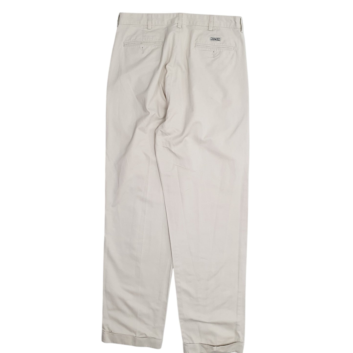 Mens Beige Polo Ralph Lauren Vintage 90s Double Pleated  Trousers