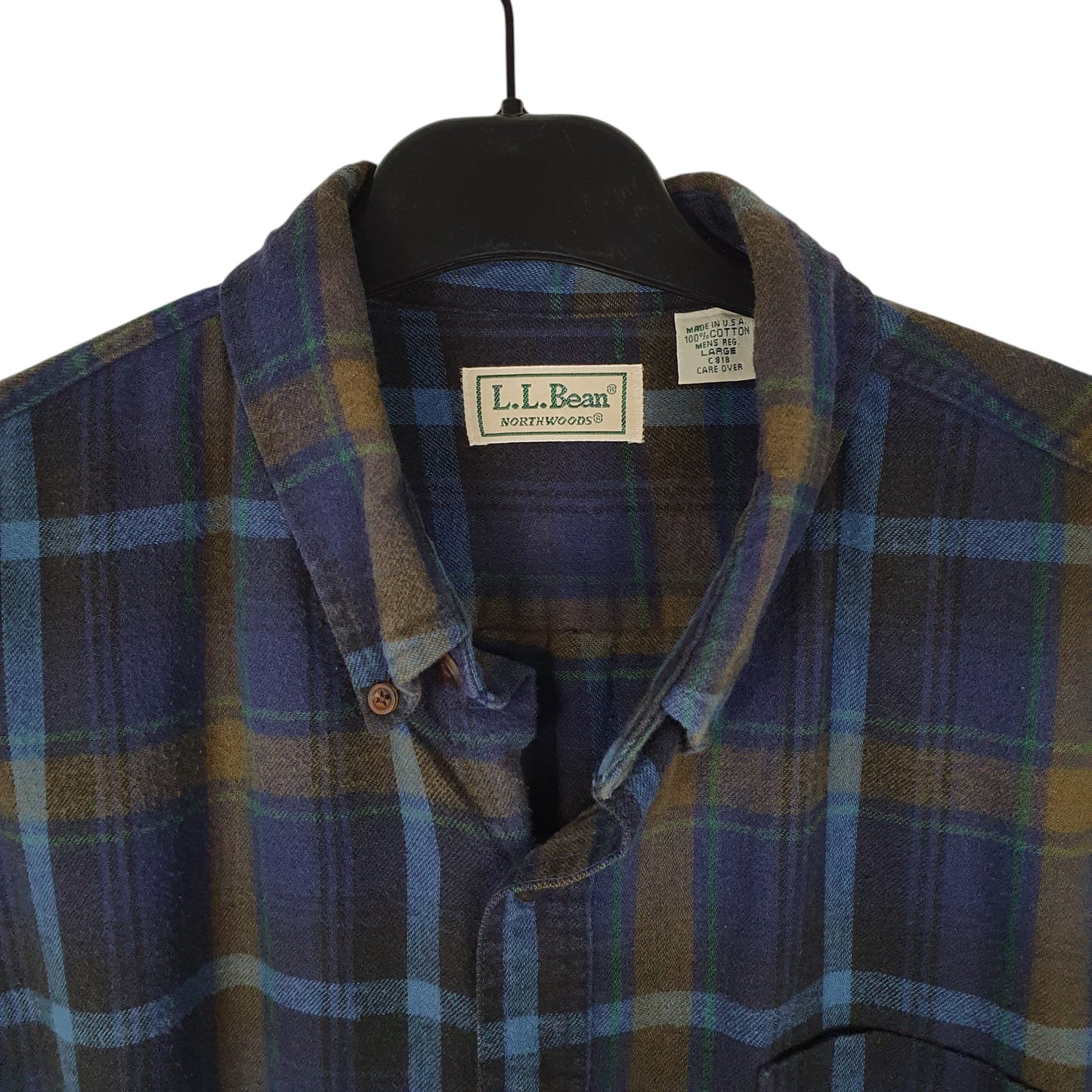 Mens Navy L.L.Bean Northwoods Vintage 90s Made In USA Flannel  Shirt