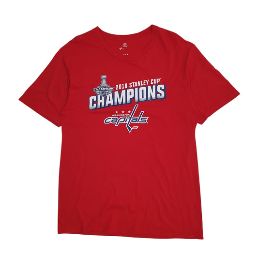 Mens Red NHL Washington Capitals Hockey Stanley Cup Short Sleeve T Shirt