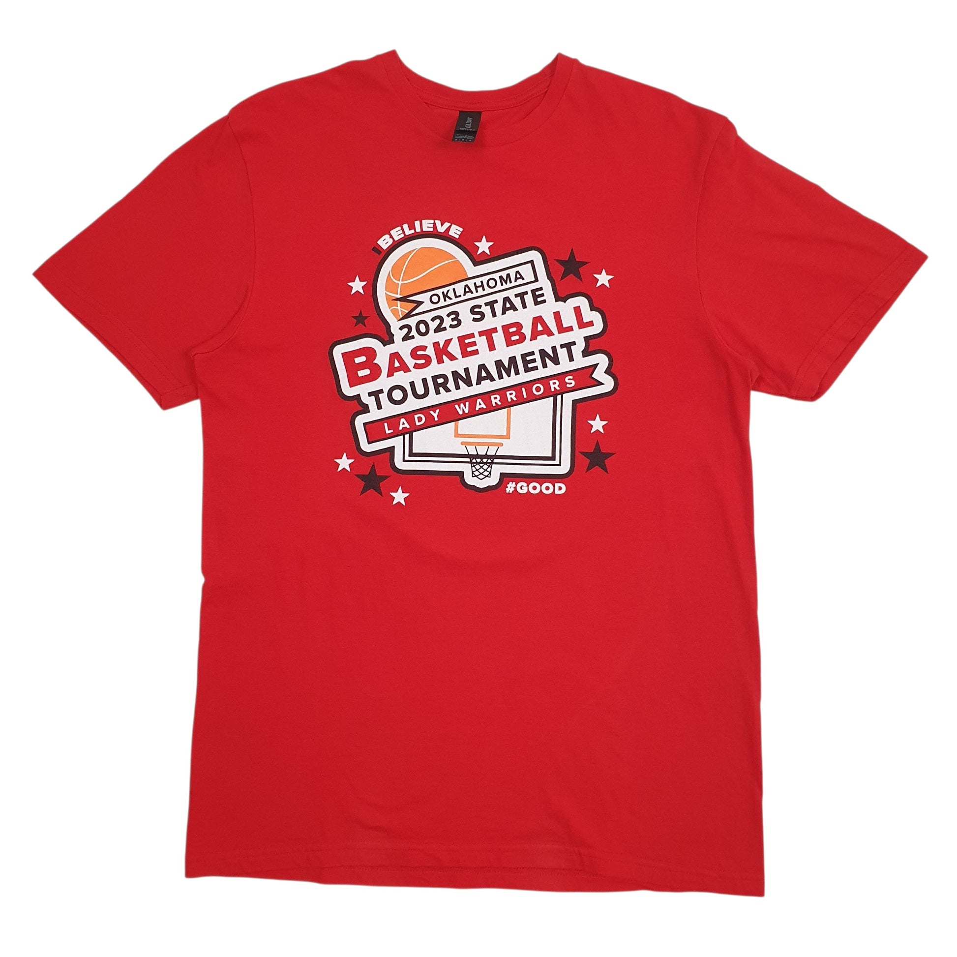 Womens Red Gildan Basketball Short Sleeve T Shirt