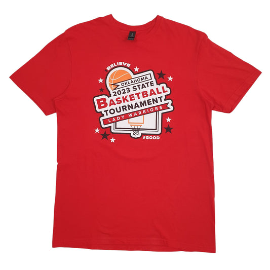 Womens Red Gildan Basketball Short Sleeve T Shirt