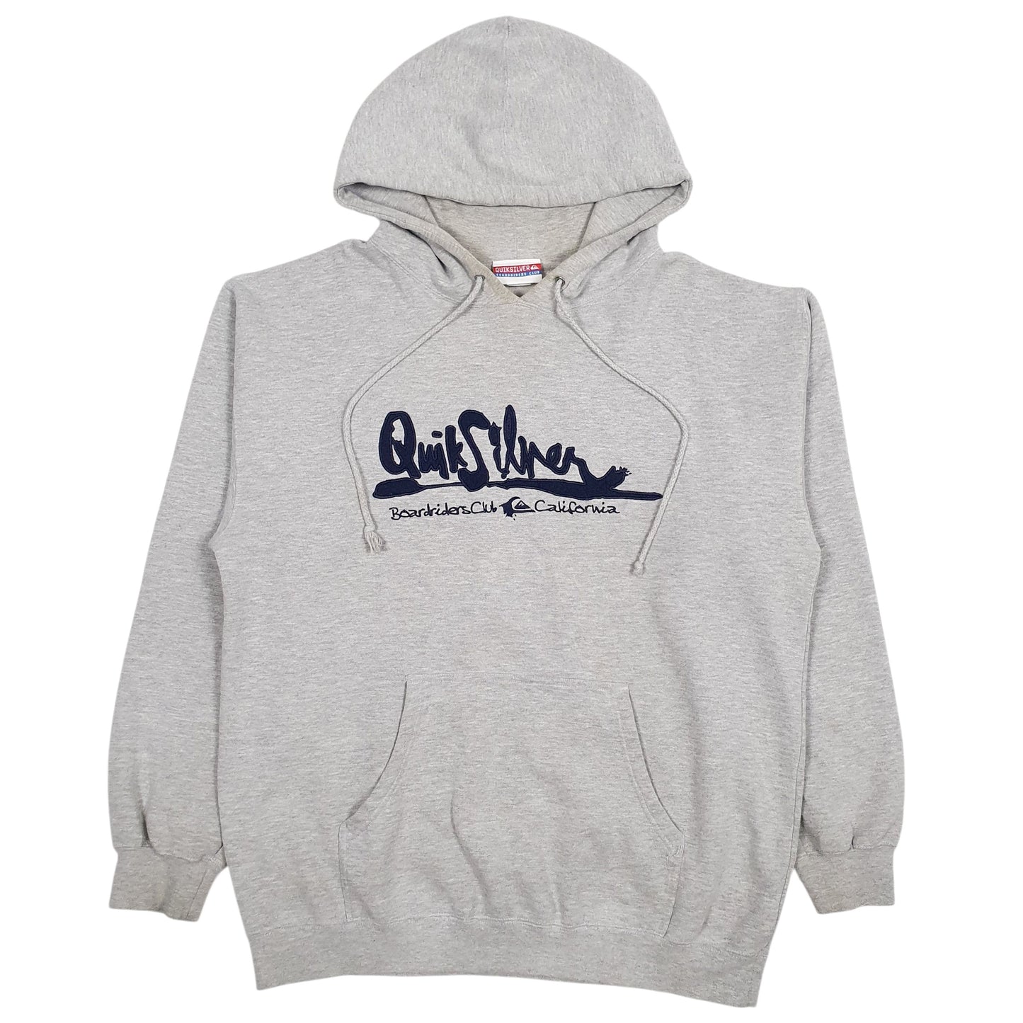 Mens Grey Quicksilver Spellout Hoodie Jumper