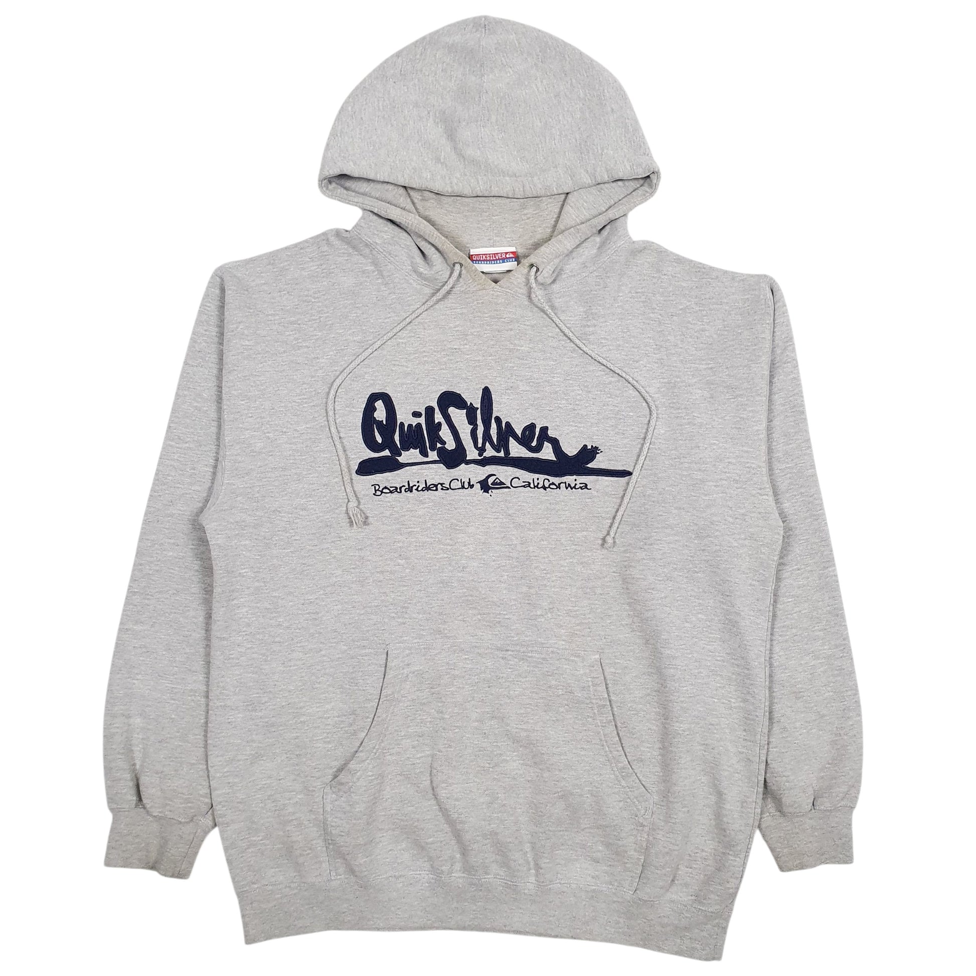 Mens Grey Quicksilver Spellout Hoodie Jumper