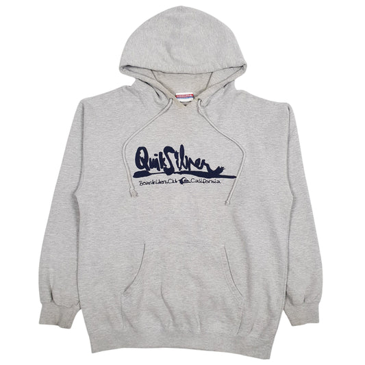 Mens Grey Quicksilver Spellout Hoodie Jumper