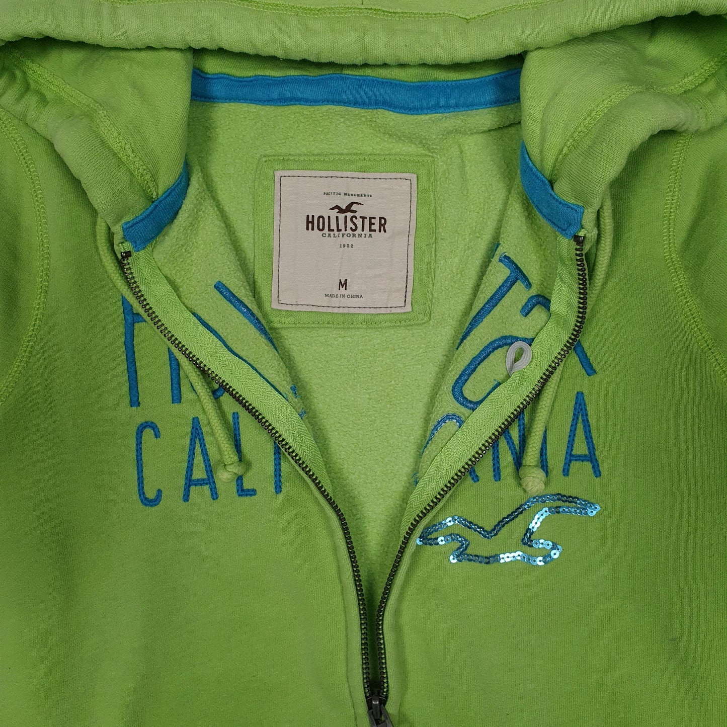 Womens Green Hollister Hoodie Full Zip Jumper