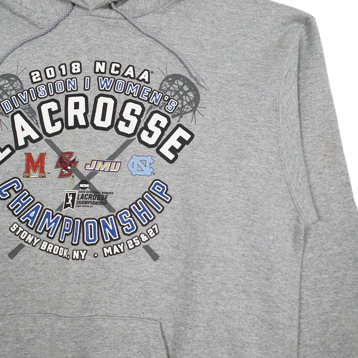 Mens Grey Champion NCAA Lacrosse Hoodie Jumper