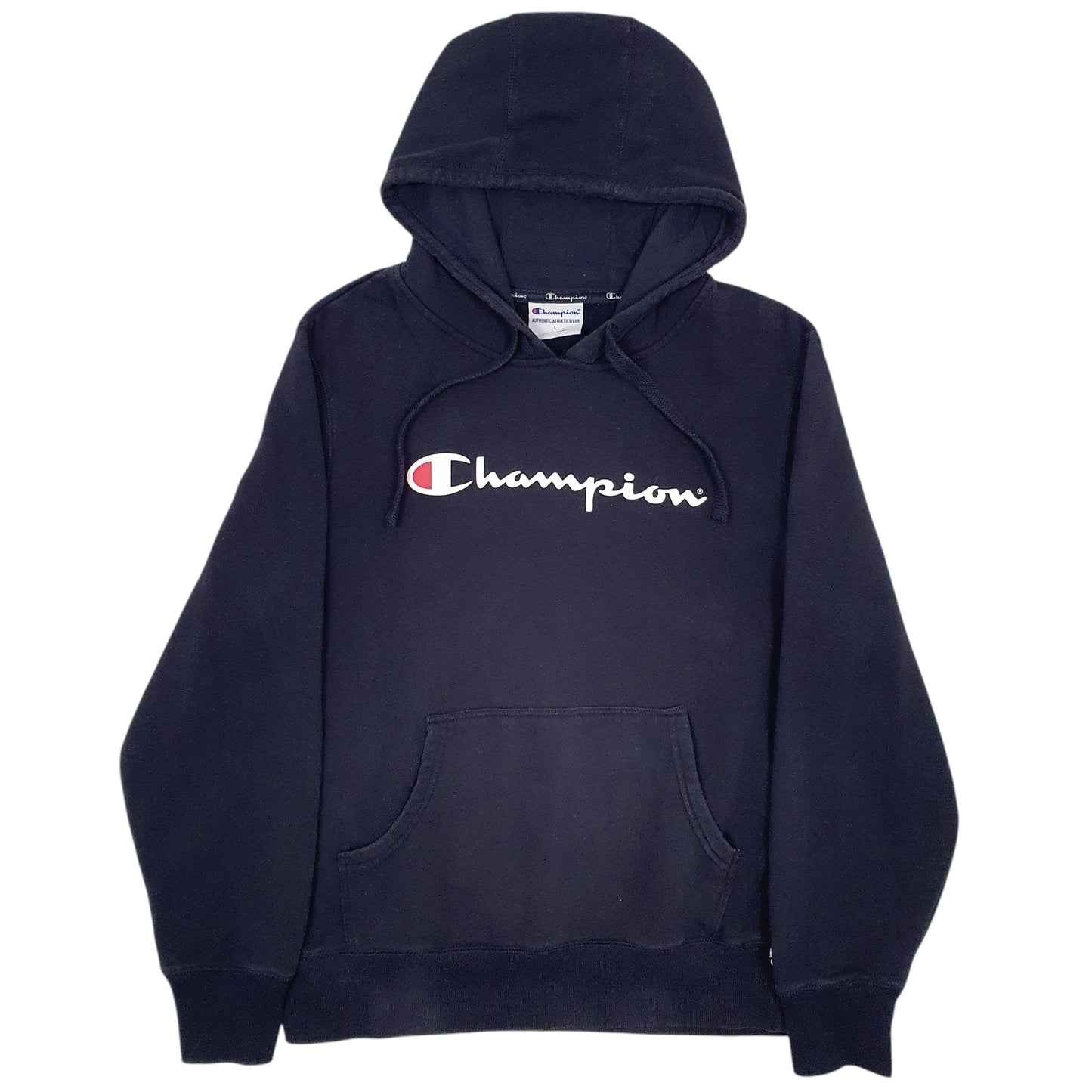 Mens Navy Champion Spellout Hoodie Jumper