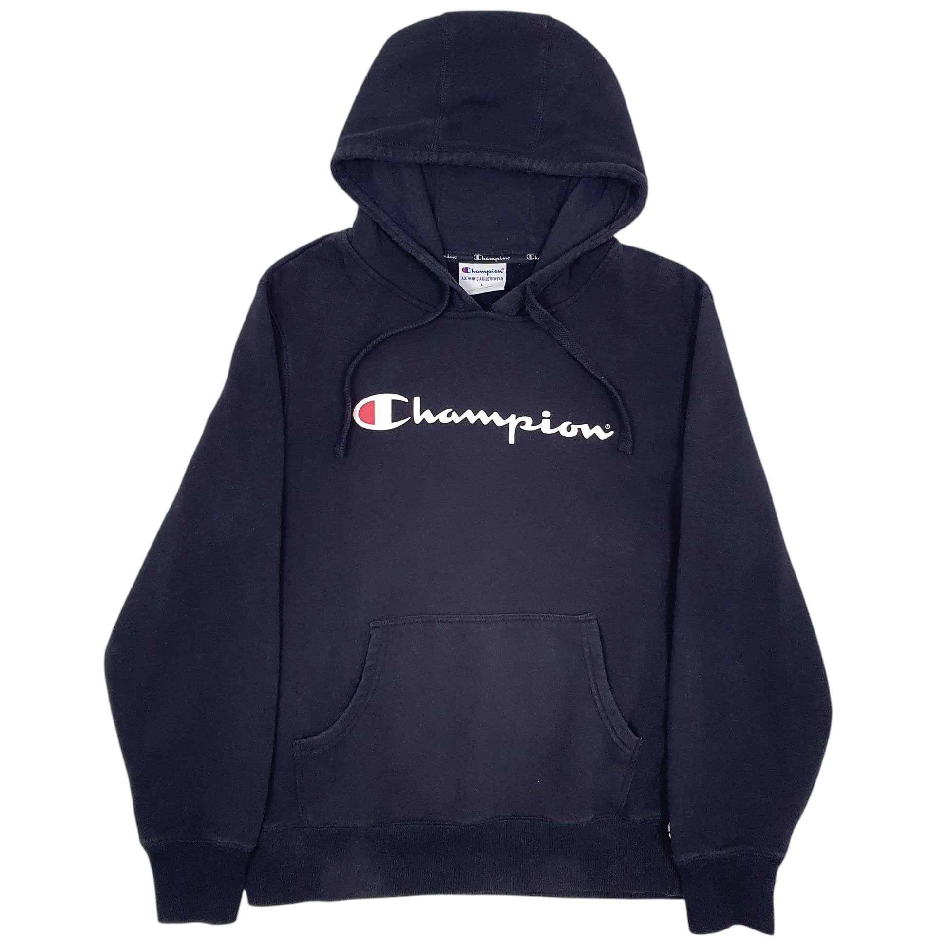 Mens Navy Champion Spellout Hoodie Jumper