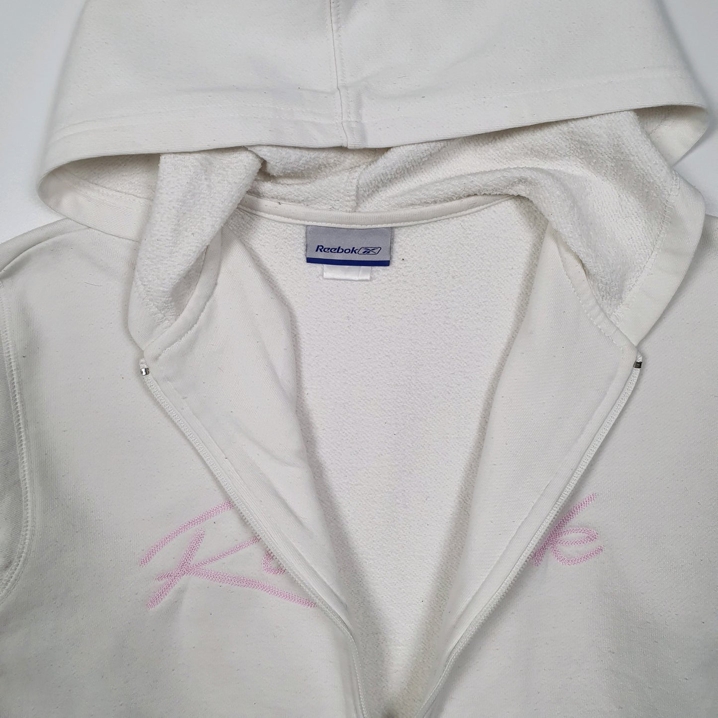 Womens White Reebok Hoodie Full Zip Jumper