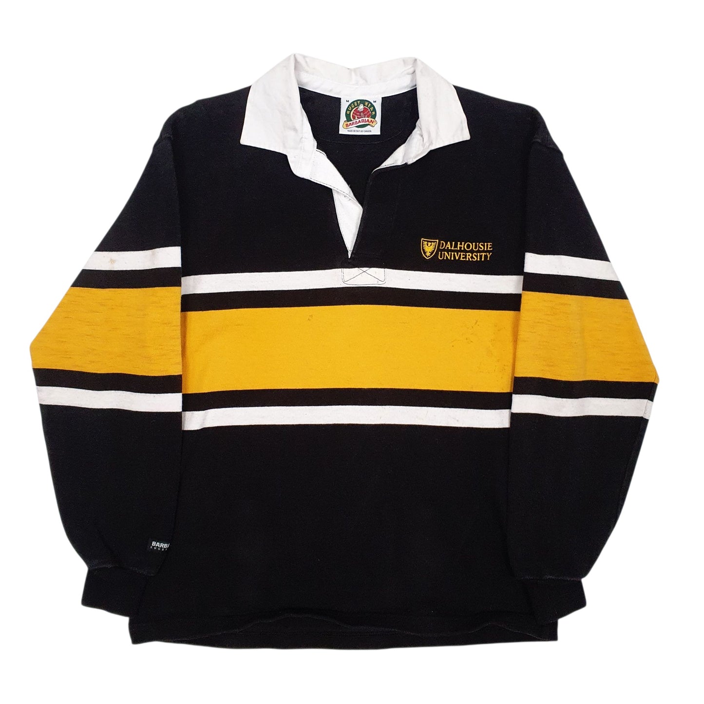 Mens Black Barbarian Rugby Long Sleeve Polo Shirt