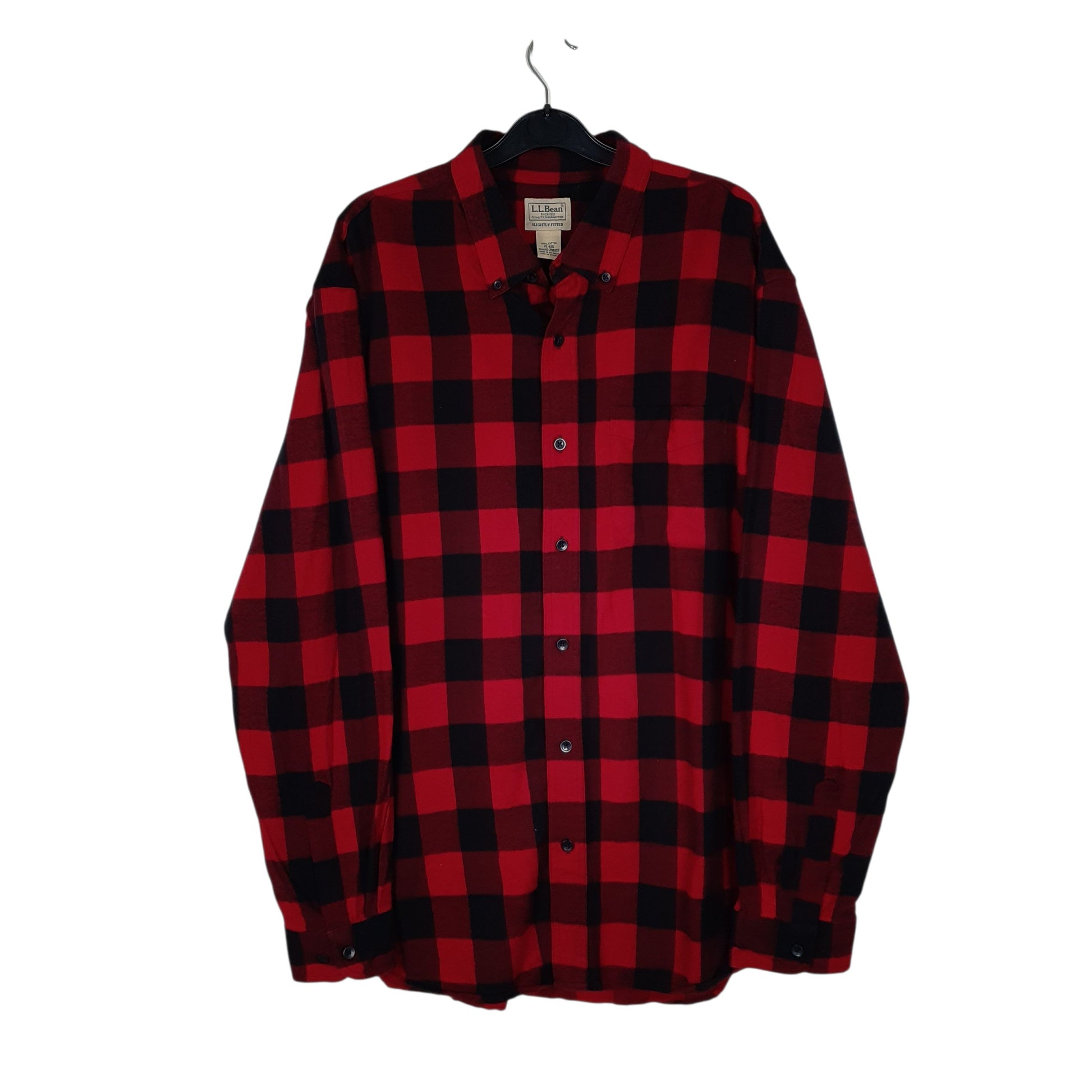 Mens Red L.L.Bean Thick Flannel Long Sleeve Shirt