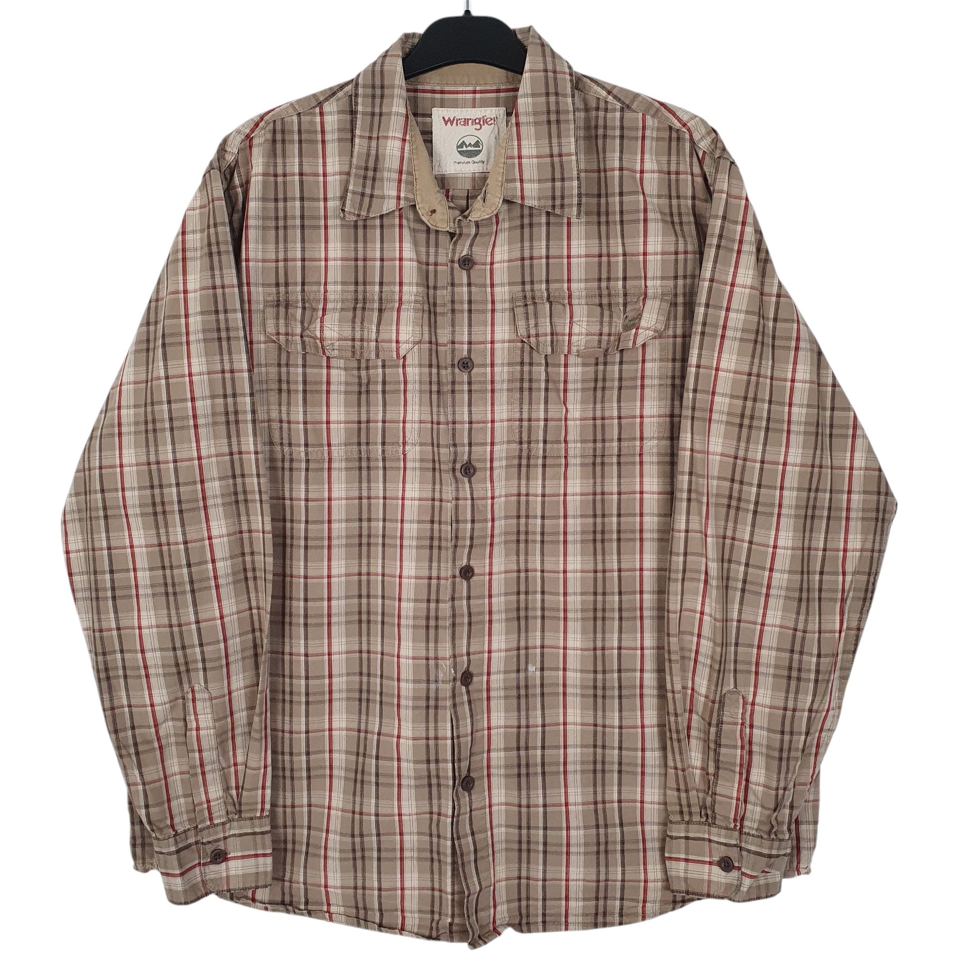Mens Brown Wrangler  Long Sleeve Shirt