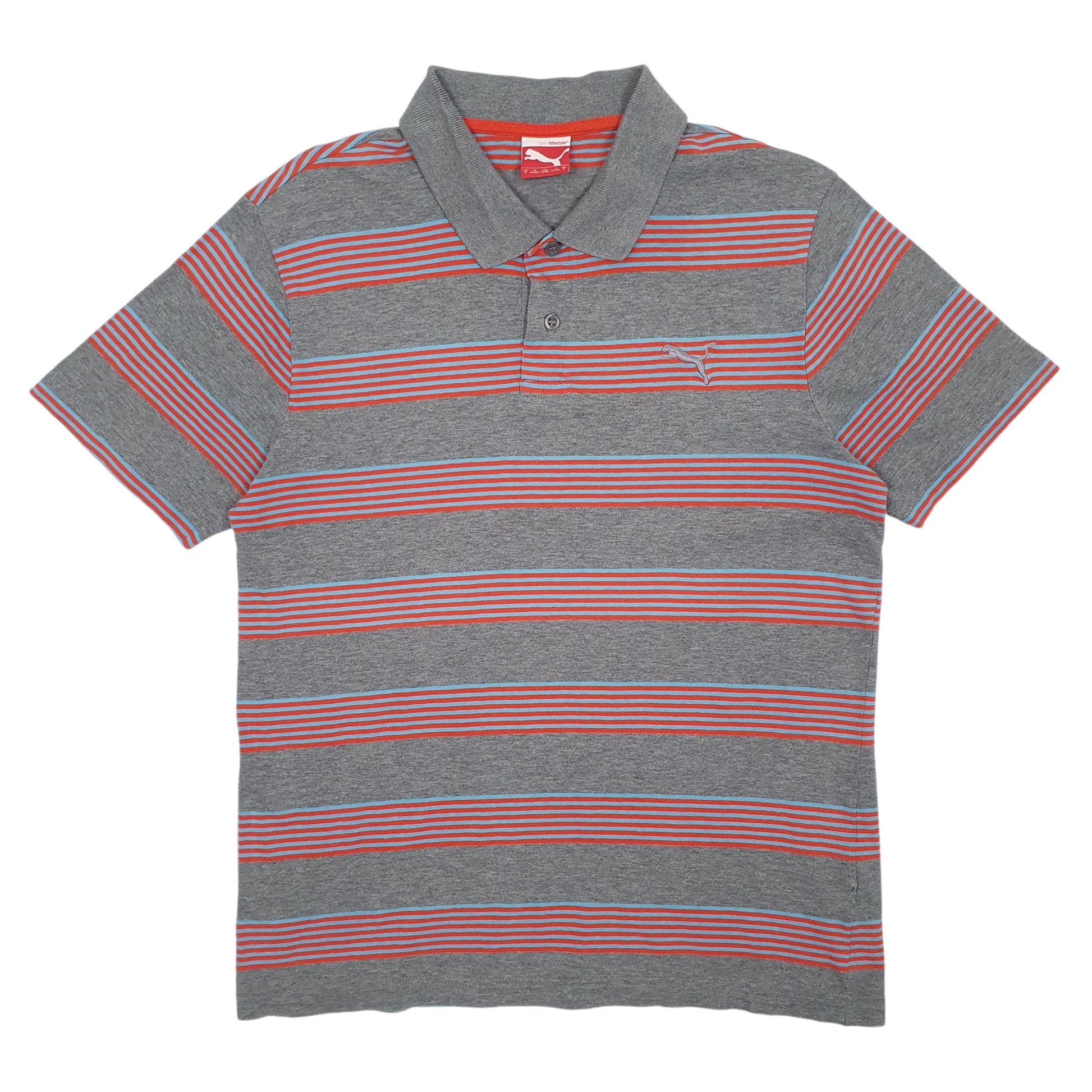 Mens Grey Puma  Short Sleeve Polo Shirt