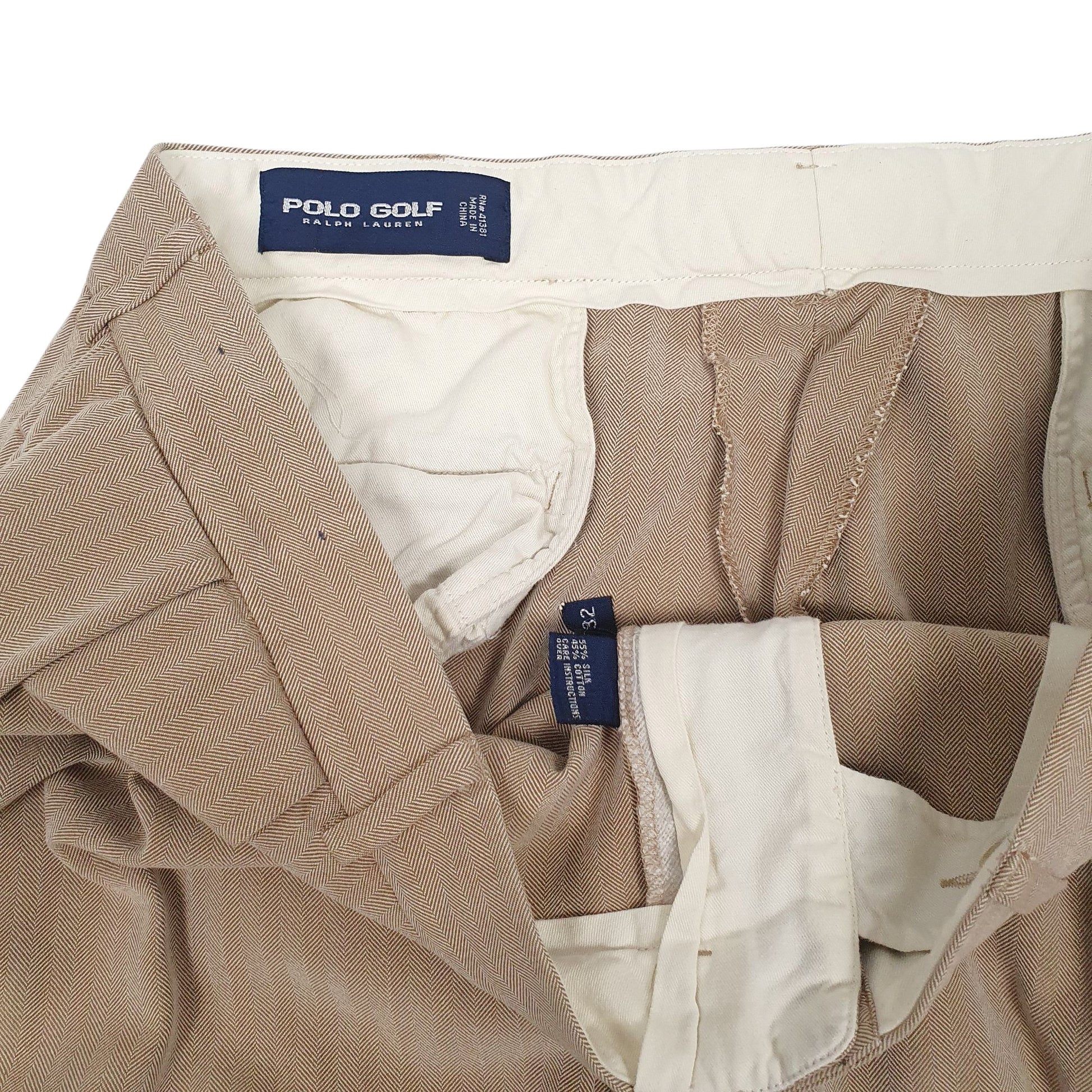 Mens Beige Polo Ralph Lauren Golf Herringbone Pleated  Trousers