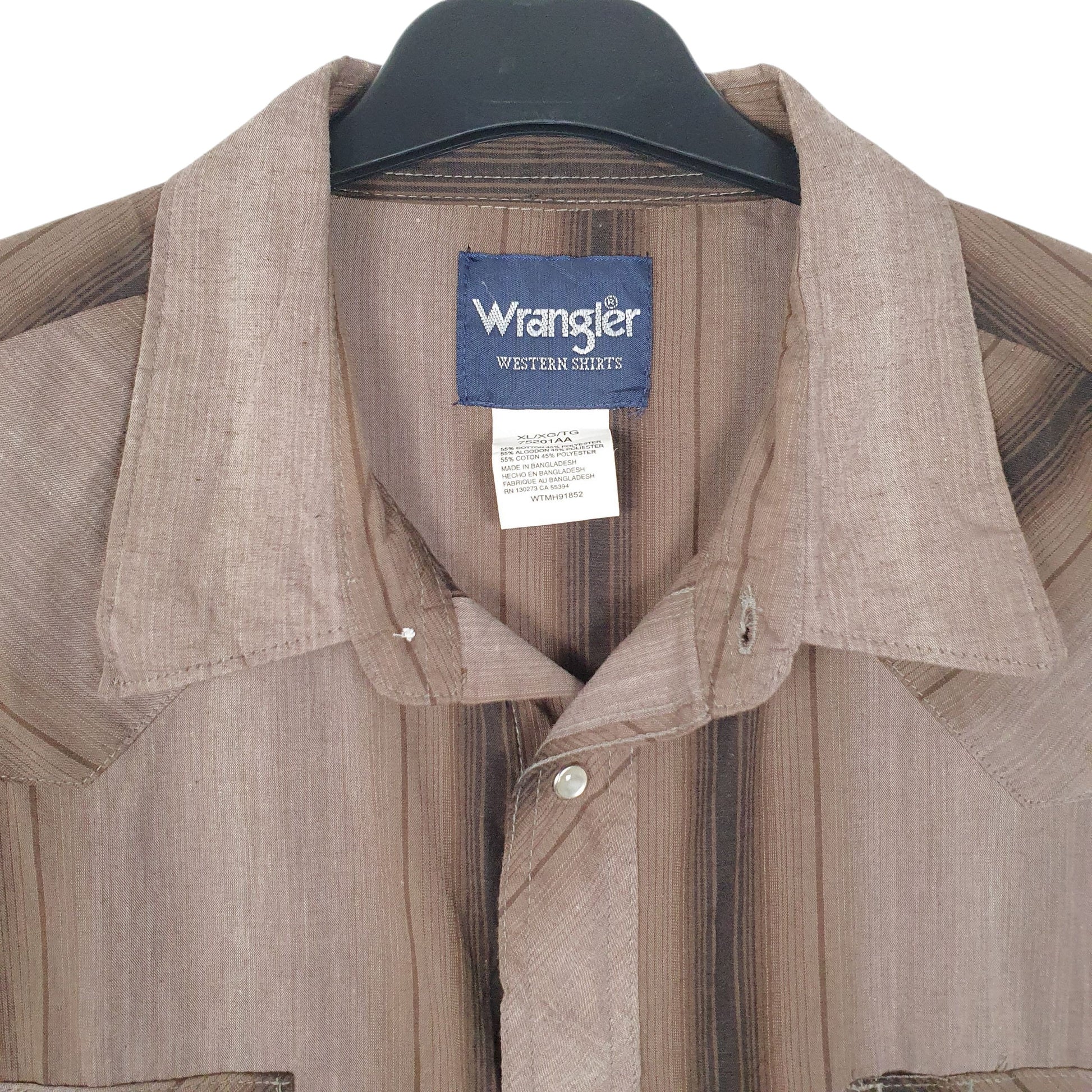 Mens Brown Wrangler Pearl Snap Western  Shirt