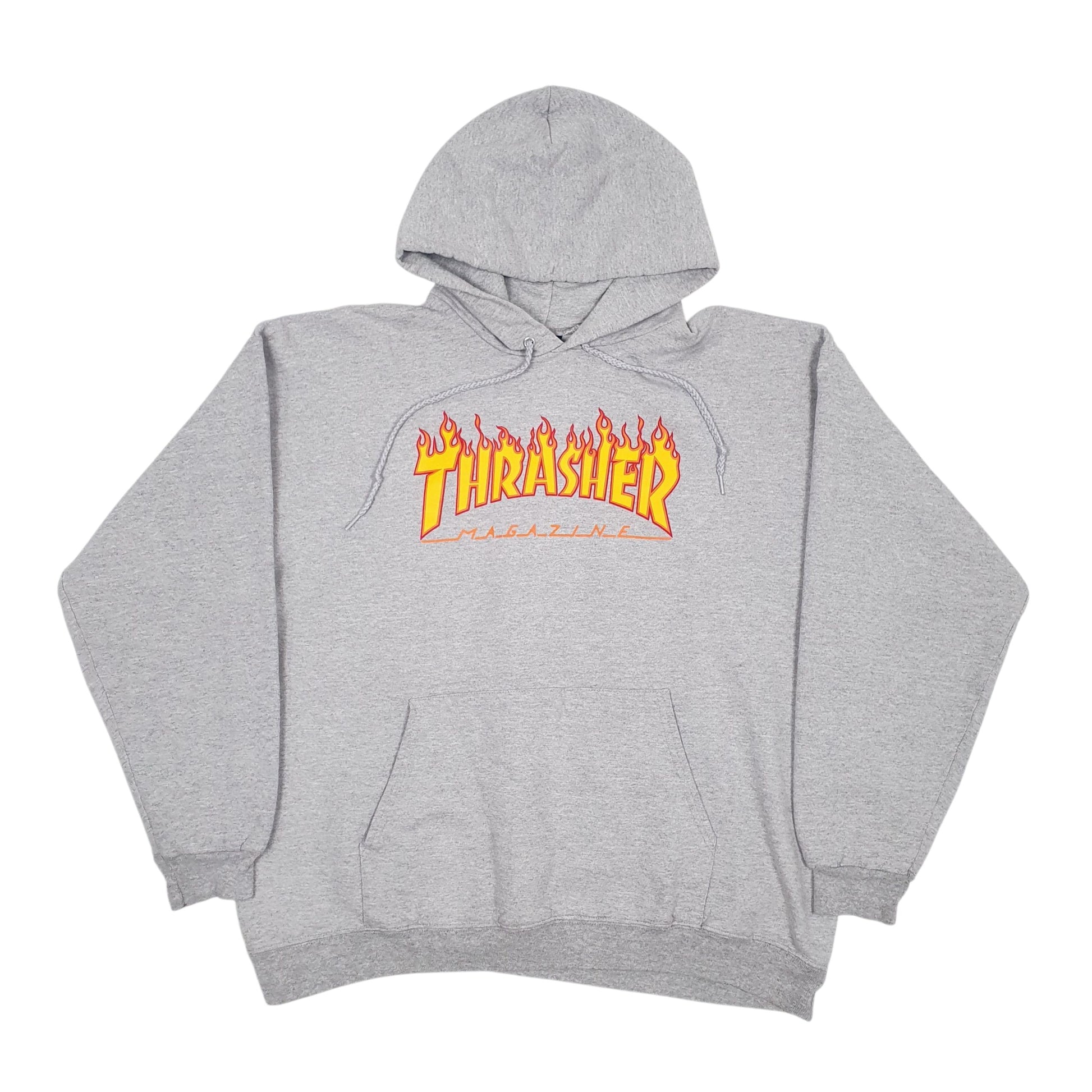 Mens Grey Thrasher Spellout Hoodie Jumper