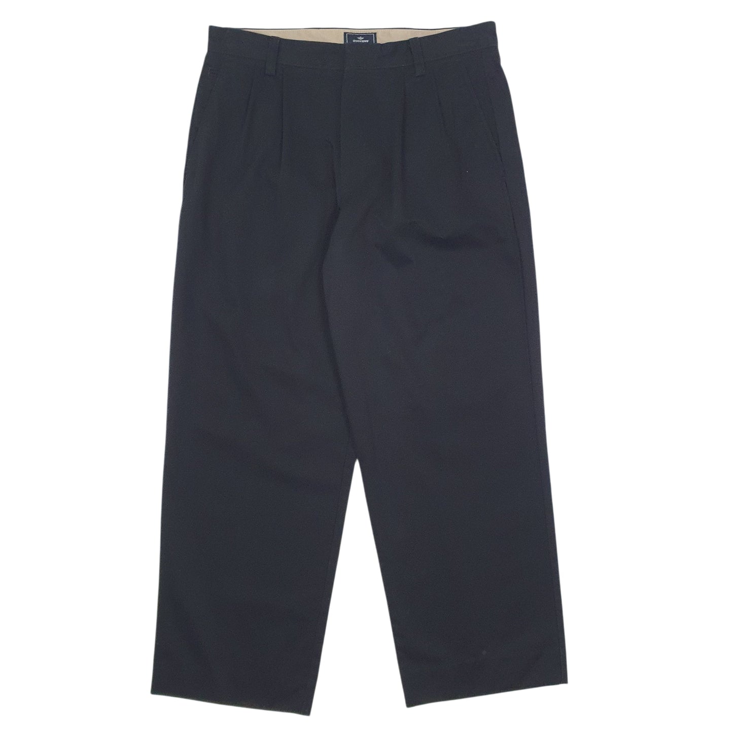 Mens Black Dockers Pleated Chino Trousers