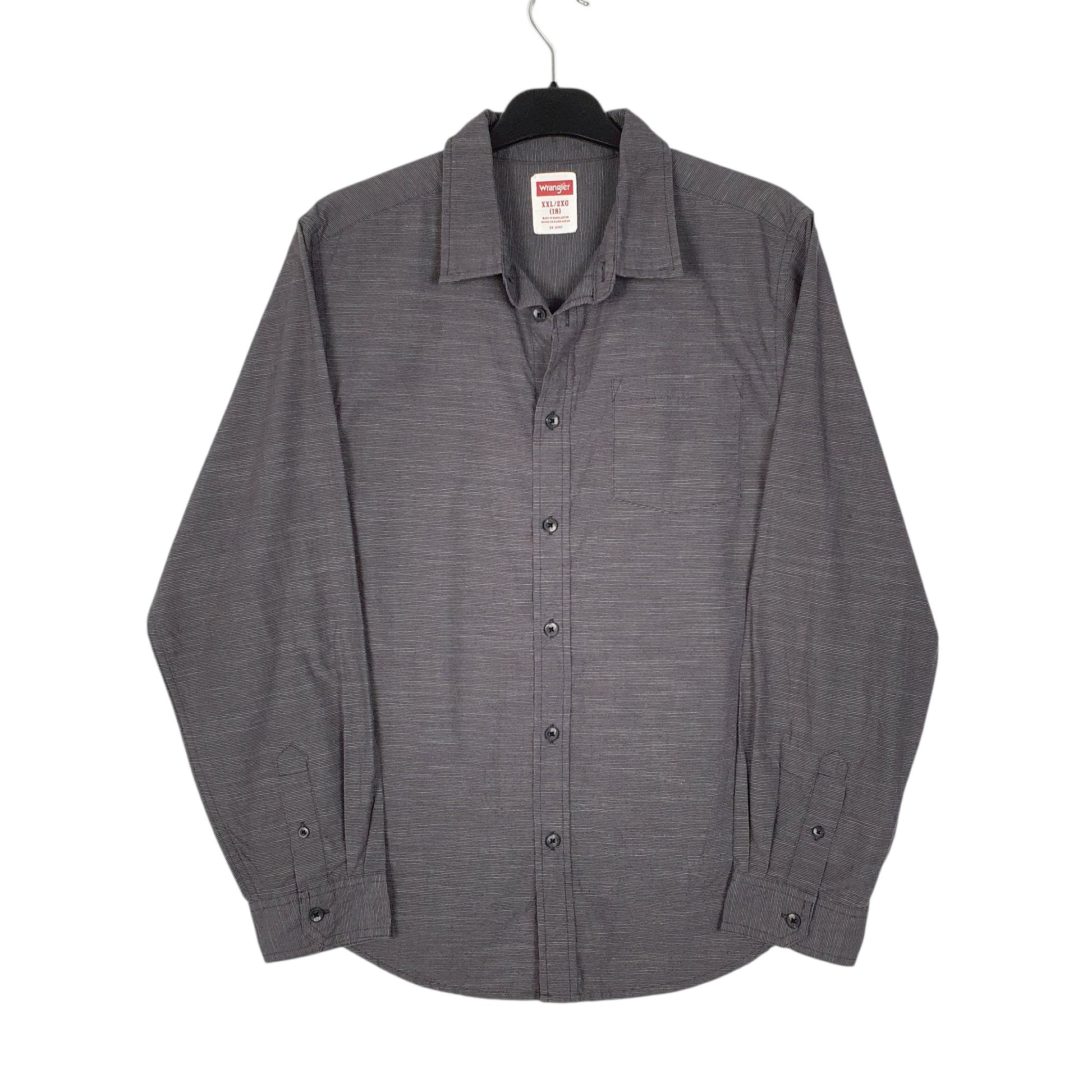 Mens Grey Wrangler  Long Sleeve Shirt