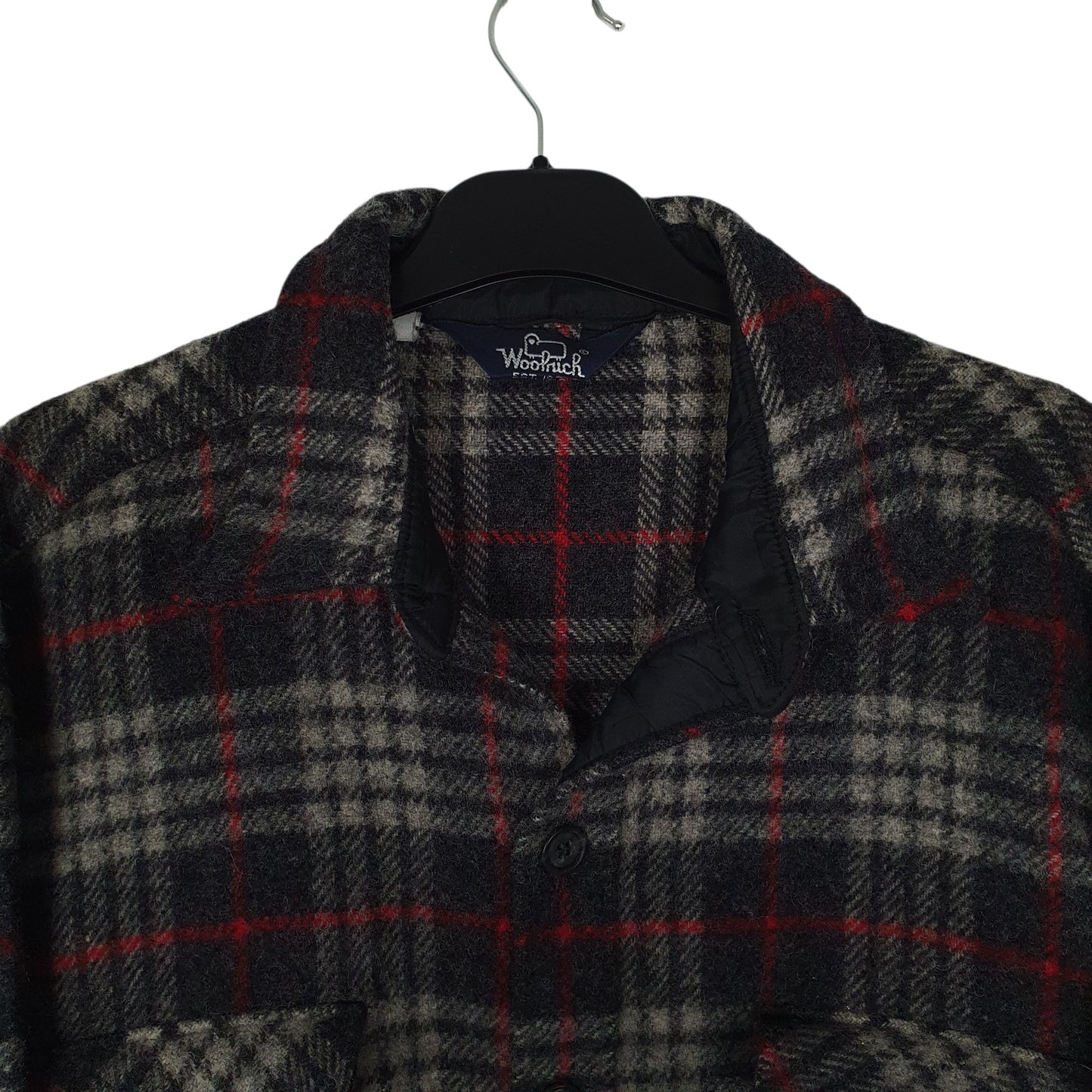 Mens Grey Woolrich Thick Flannel Plaid Shacket  Shirt