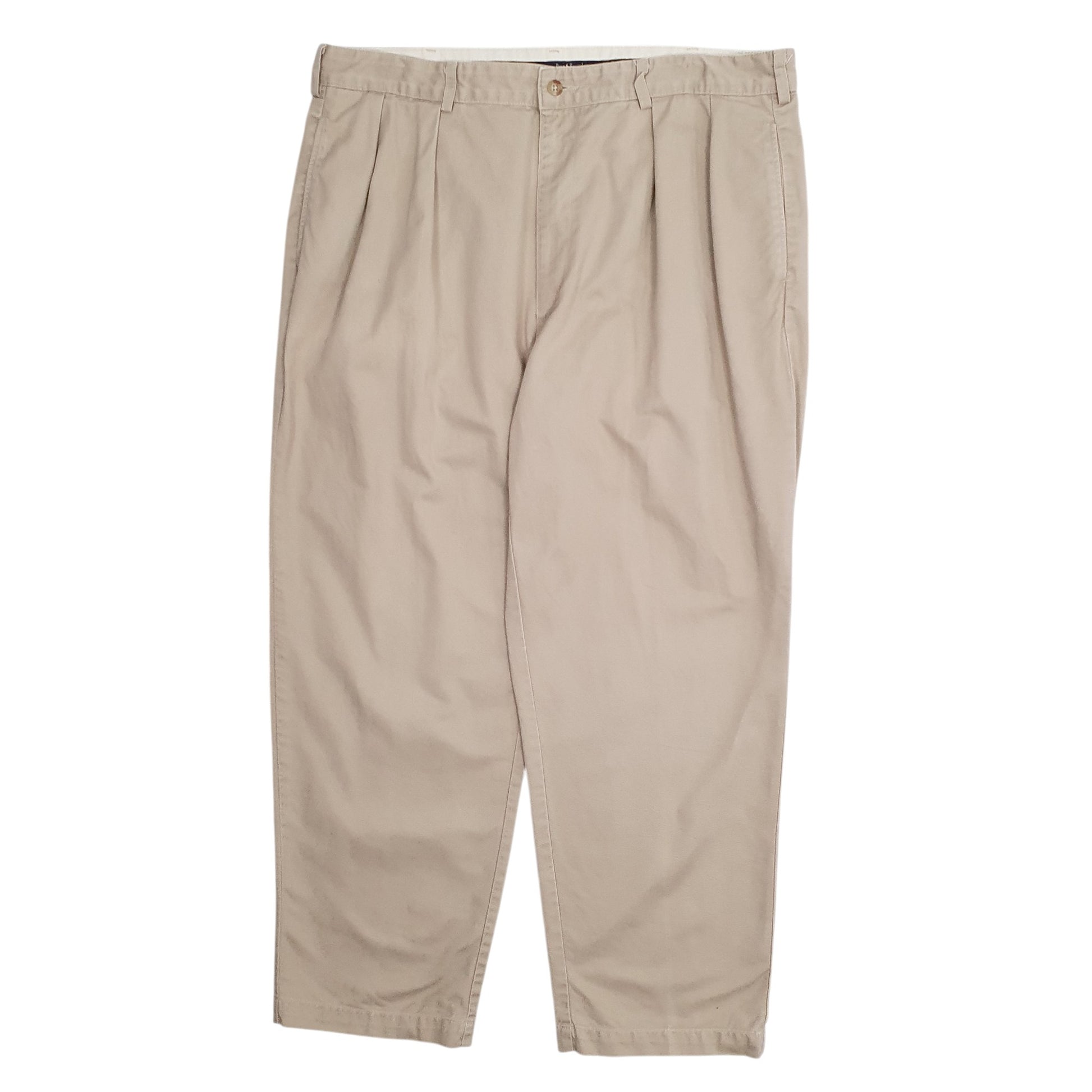 Mens Beige Polo Ralph Lauren Vintage 90s Made In USA Pleated Chino Trousers