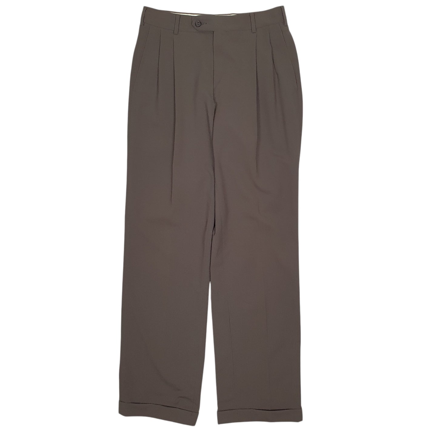 Mens Grey Polo Ralph Lauren University Club Vintage 80s Double Pleated Formal Trousers