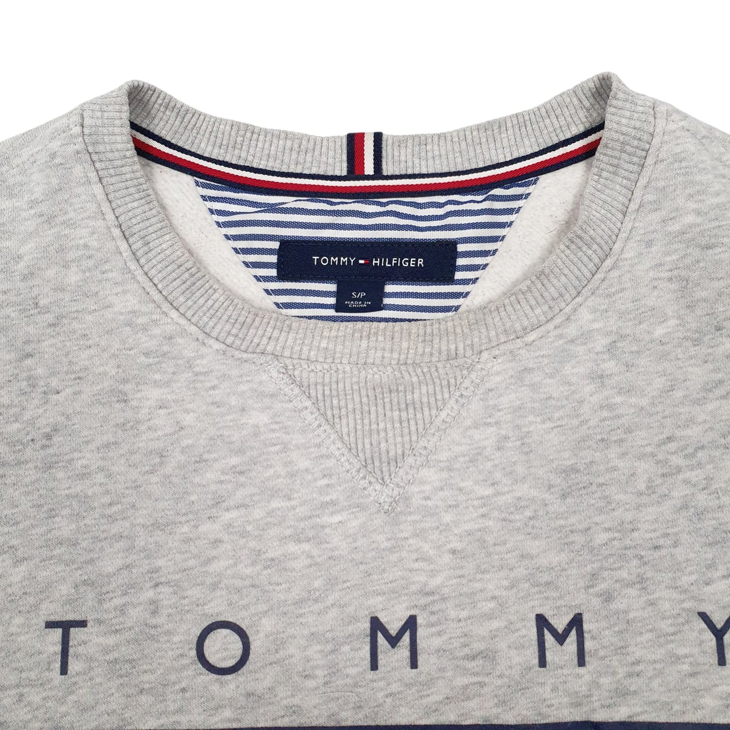 Mens Grey Tommy Hilfiger Spellout Crewneck Jumper
